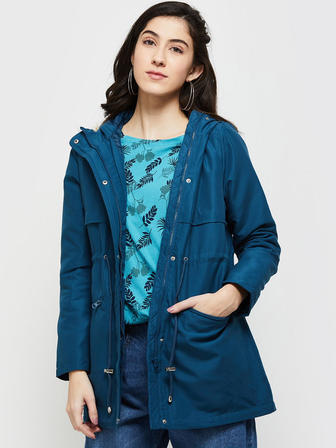 

max Women Blue Brown Longline Tailored Jacket