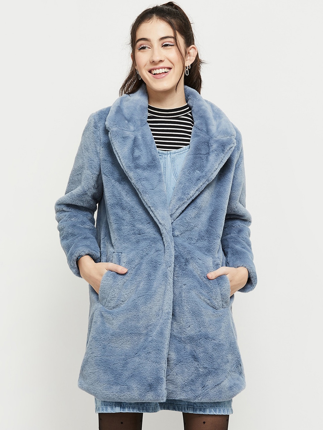 

max Women Blue Longline Tailored Jacket