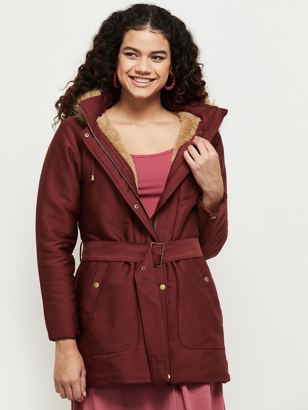 

max Women Red Longline Parka Jacket