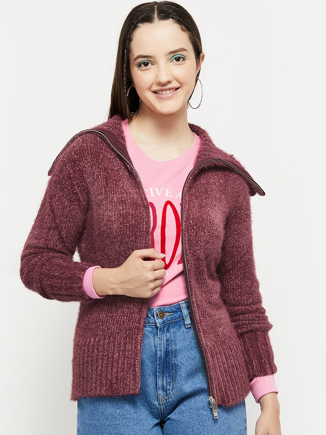 

max Women Burgundy Crop Tailored Jacket