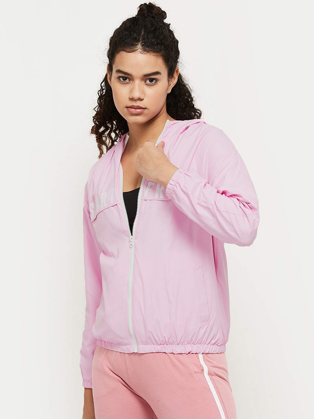 

max Women Pink White Sporty Jacket