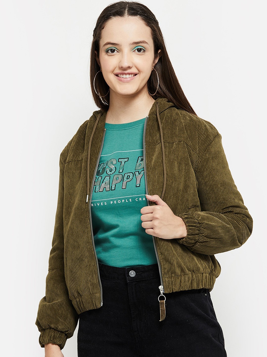 

max Women Olive Green Solid Tailored Jacket