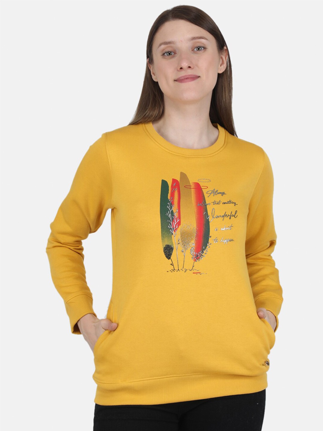 

Monte Carlo Women Yellow Printed Sweatshirt