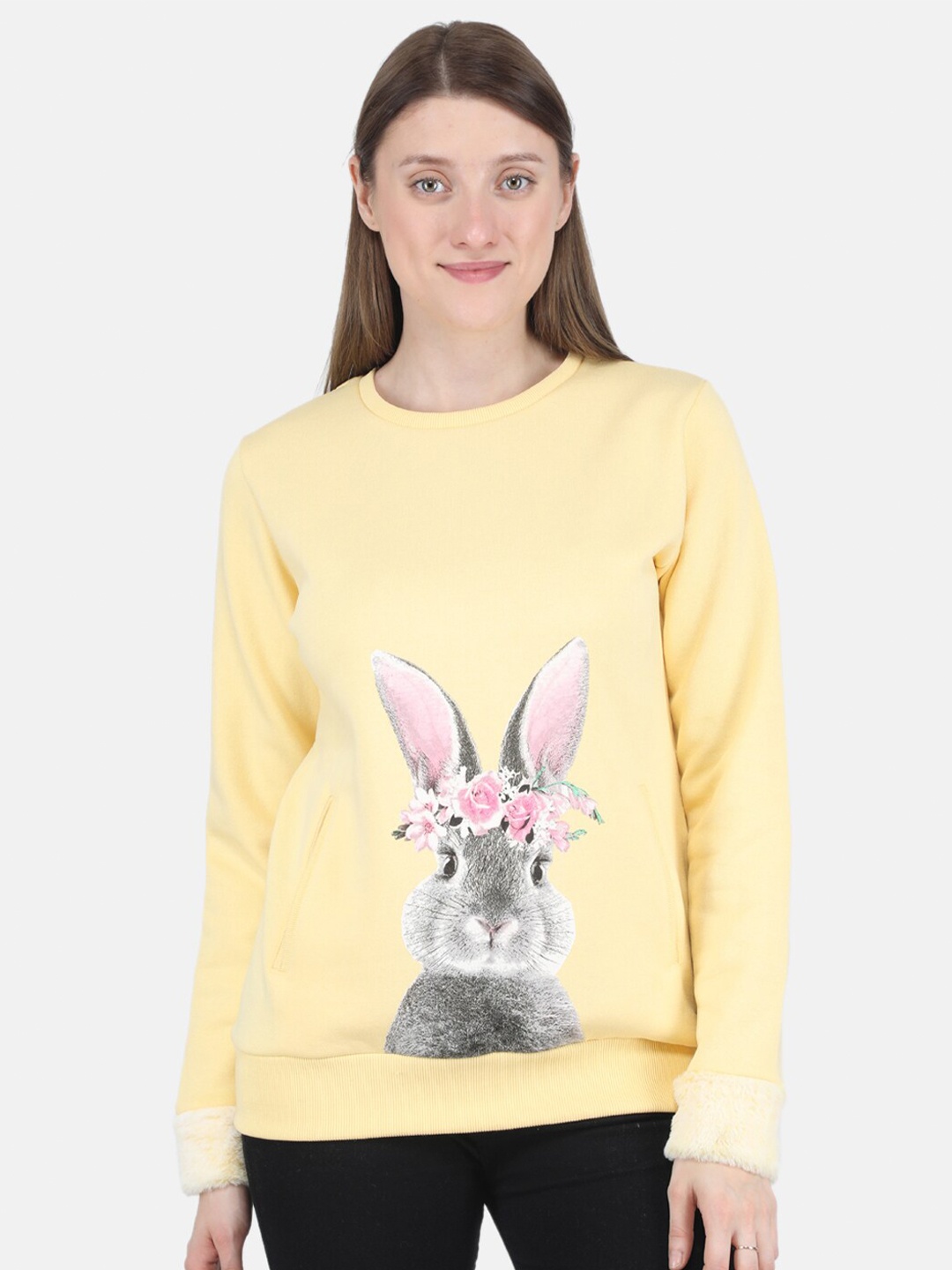 

Monte Carlo Women Yellow Printed Sweatshirt