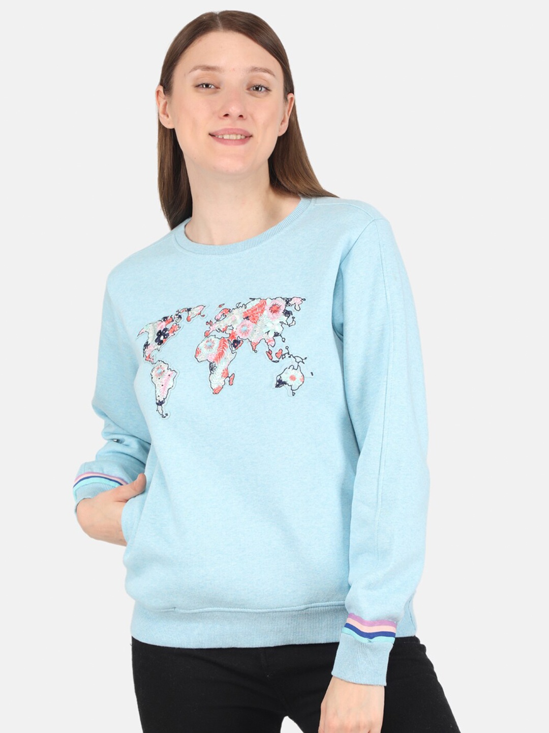 

Monte Carlo Women Blue Printed Sweatshirt