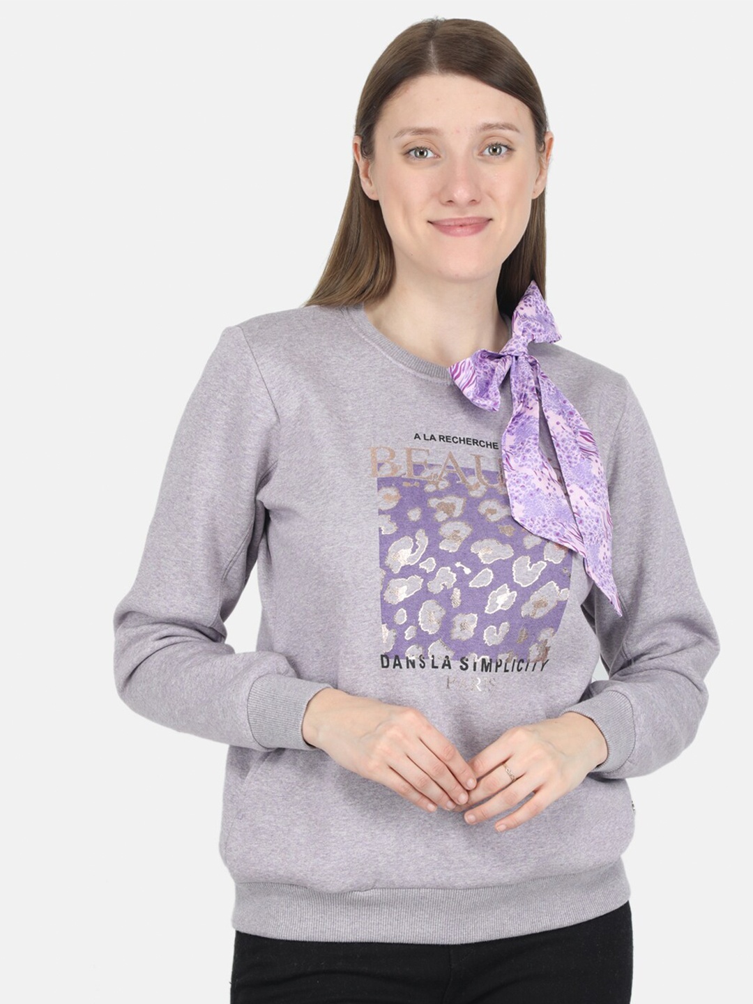 

Monte Carlo Women Purple Printed Sweatshirt