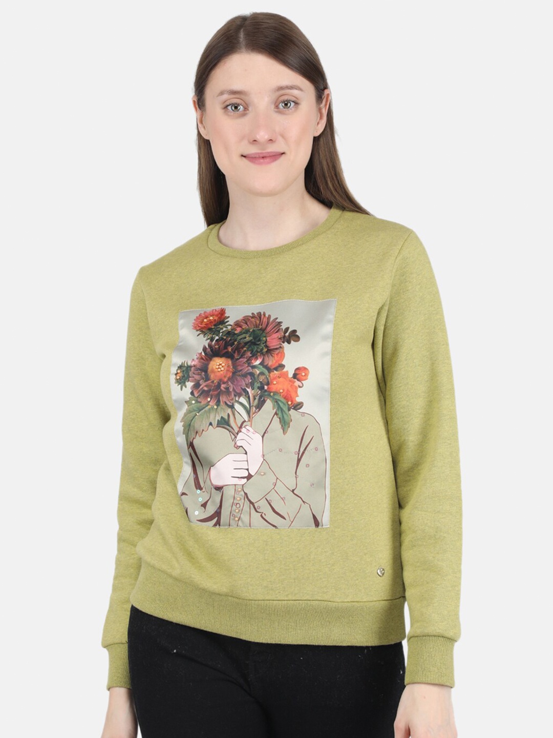 

Monte Carlo Women Green Printed Sweatshirt