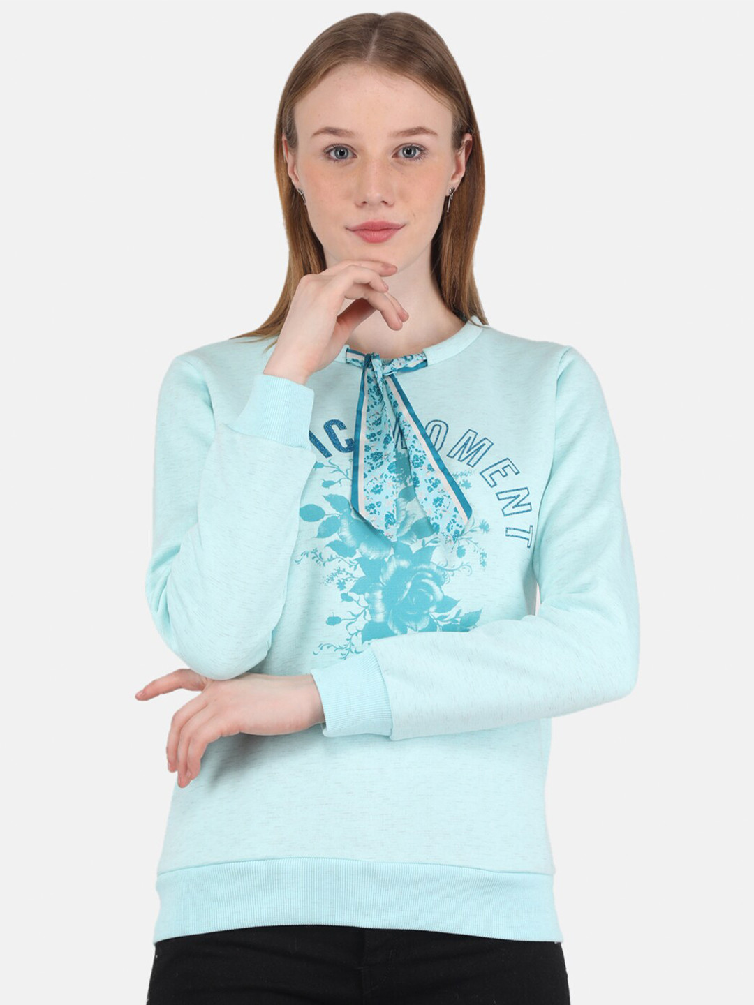 

Monte Carlo Women Blue Printed Sweatshirt