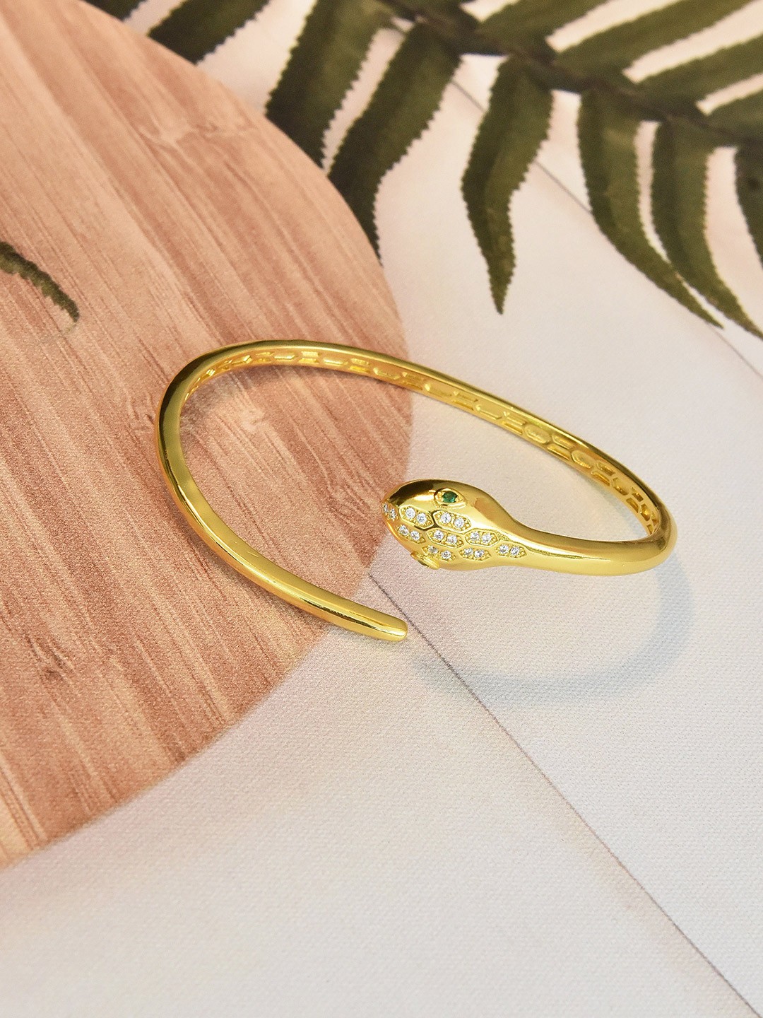 

Klissaa Women Brass Gold-Plated Cuff Bracelet