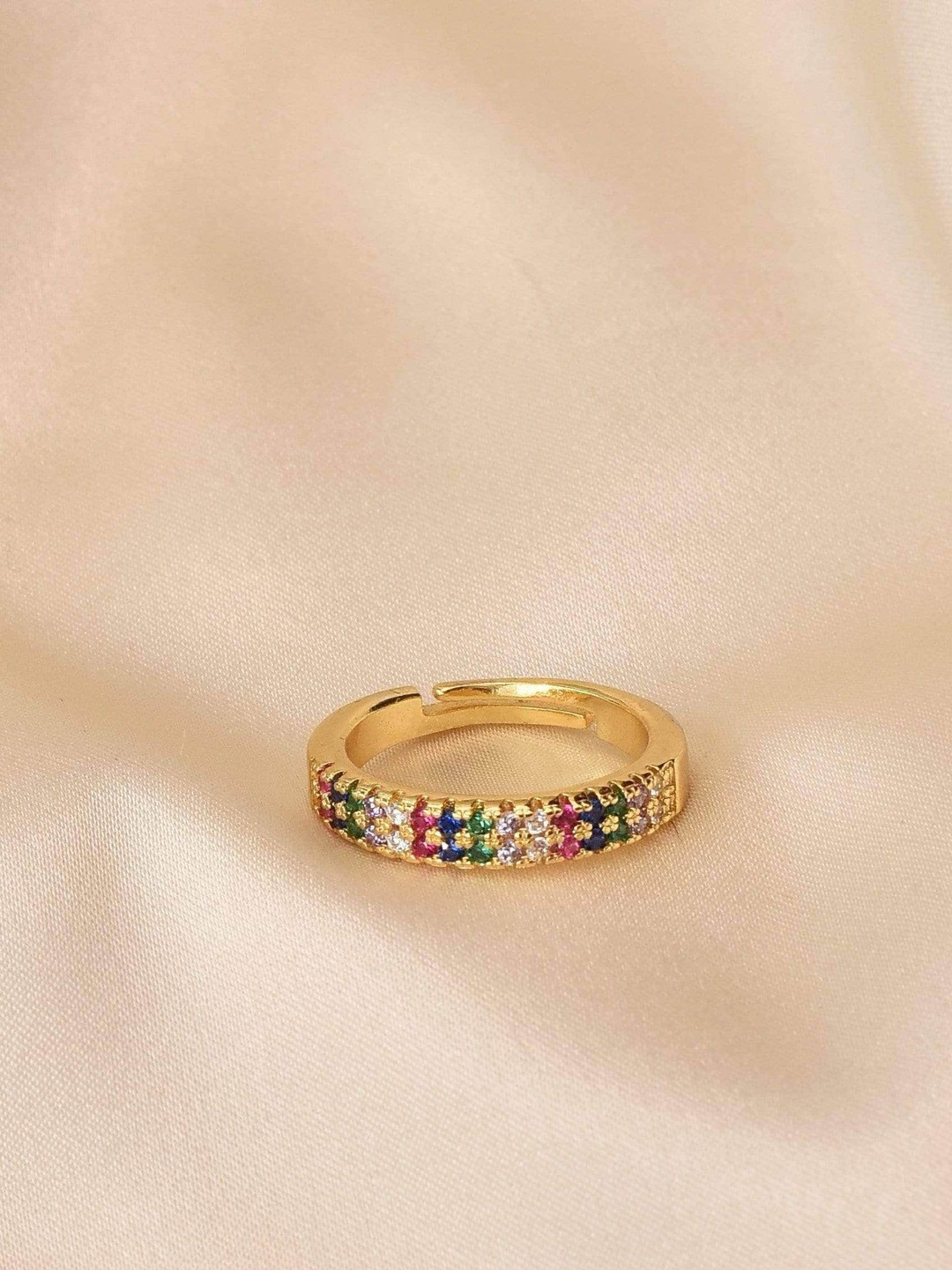 

Klissaa Women Gold-Plated Color Pop Brass Adjustable Finger Ring