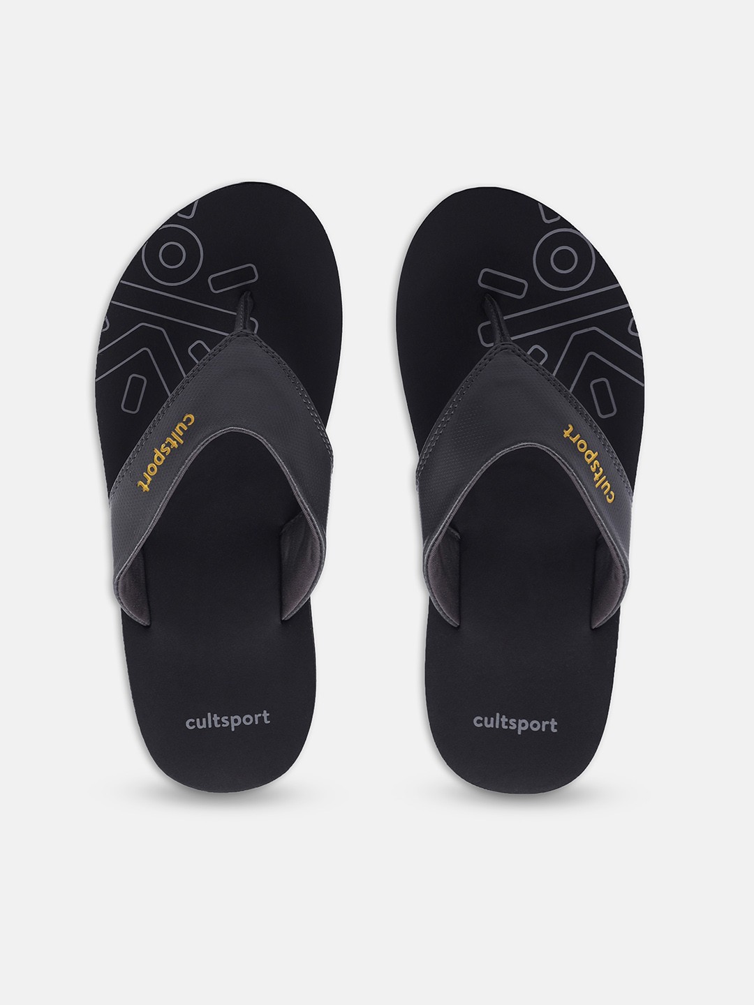

CULT Men Black & Grey Printed Rubber Thong Flip-Flops