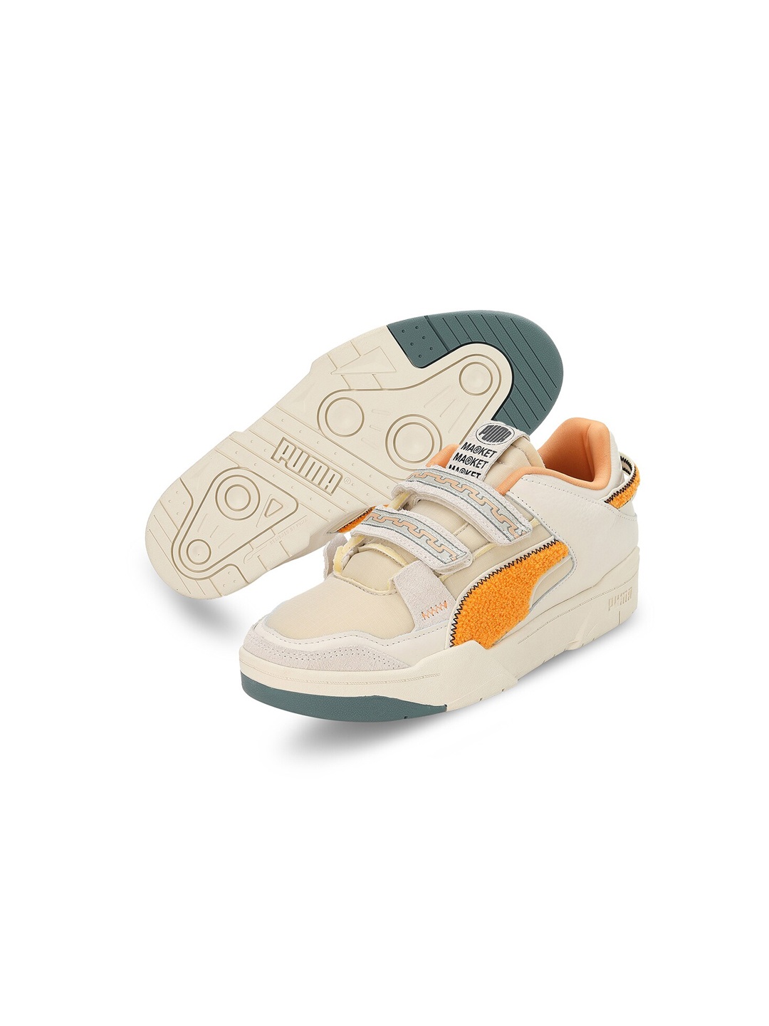 Puma Beige Colourblocked Slipstream Leather Sneakers