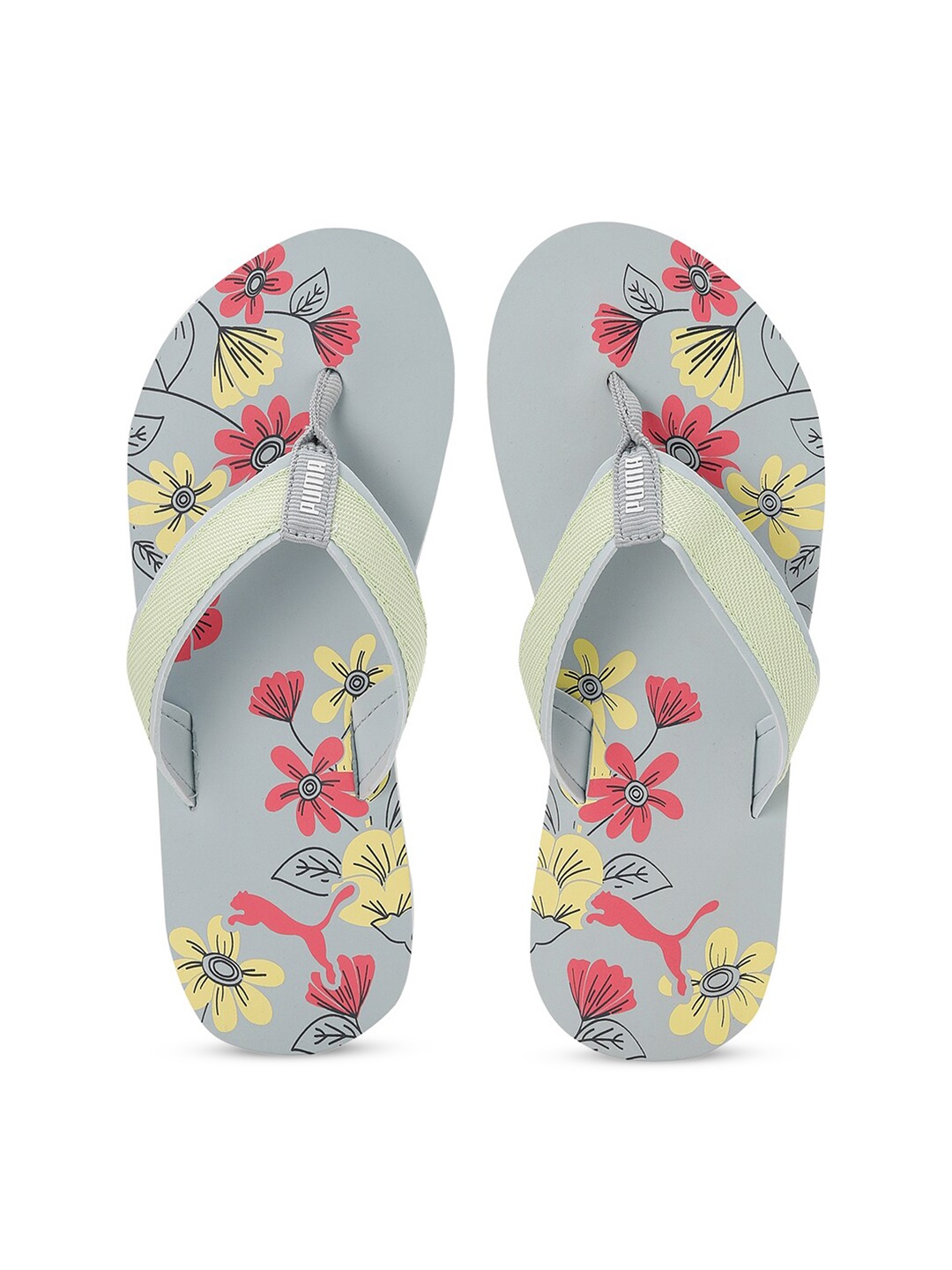 

Puma Women Grey & Pink Printed Sofi V4 Thong Flip-Flops