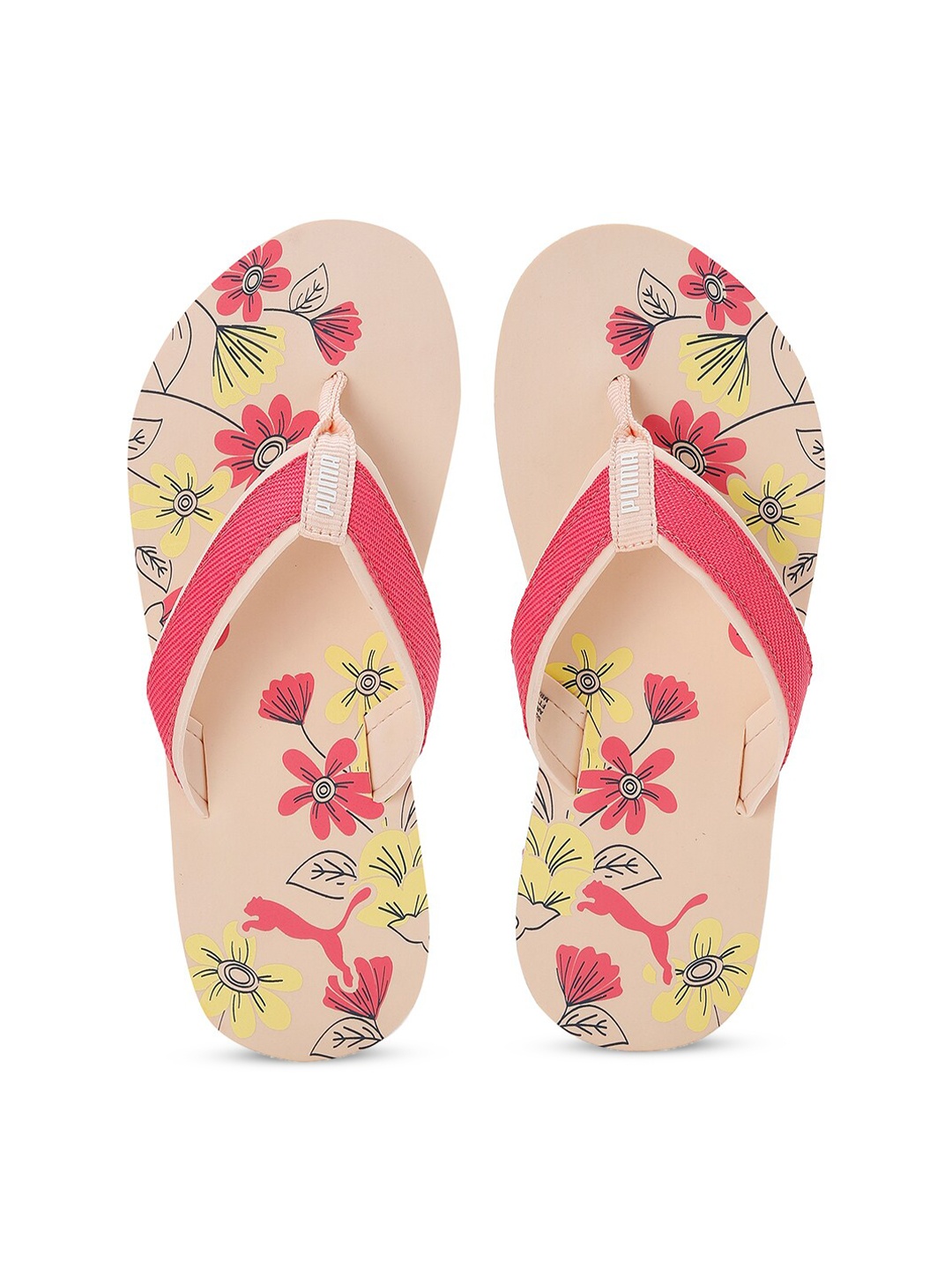 

Puma Women Pink & Yellow Printed Sofi V4 Thong Flip-Flops