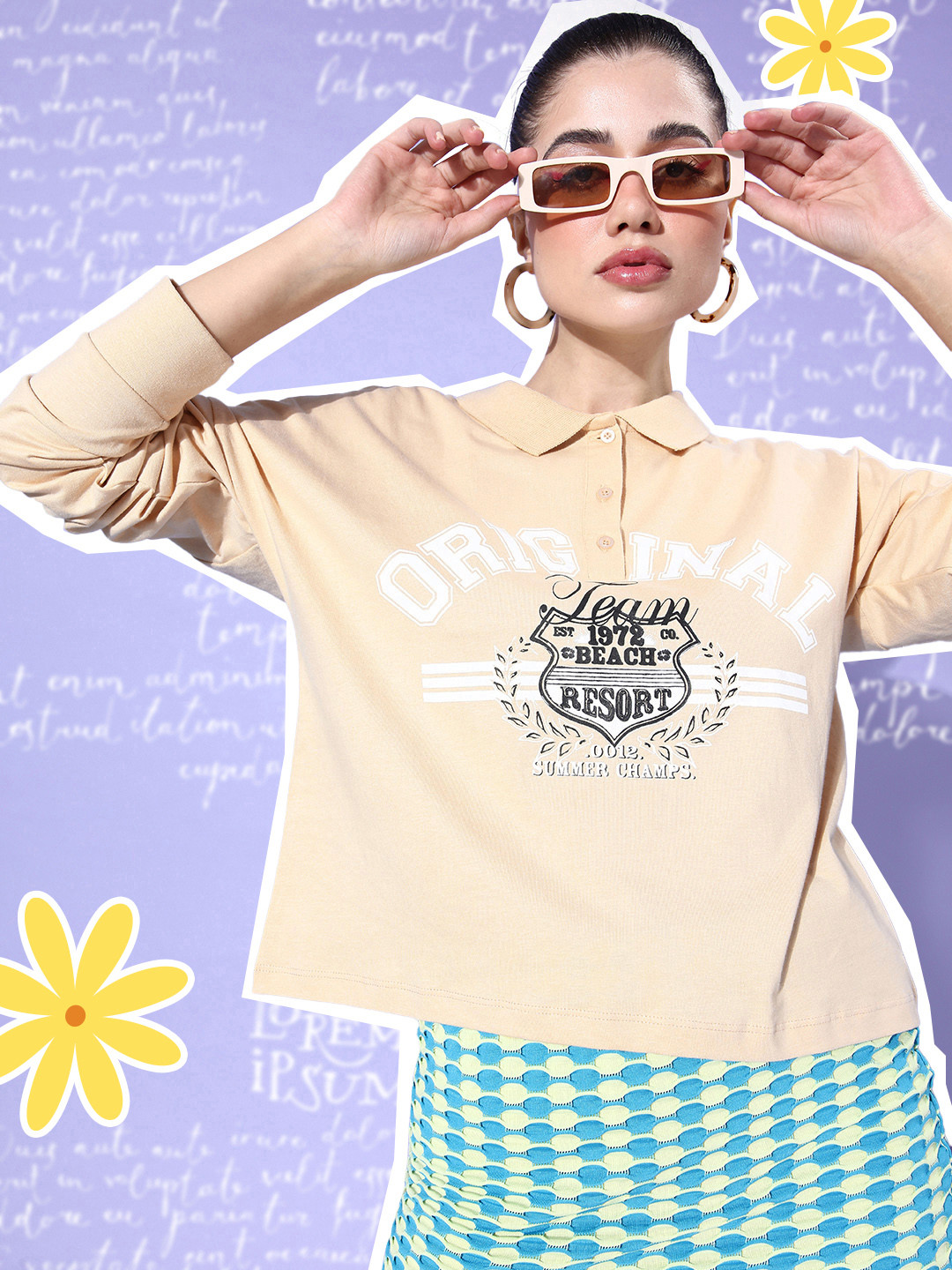 

Moda Rapido Women Sand Beige Pure Cotton College Cool Whipped for Varsity T-shirt
