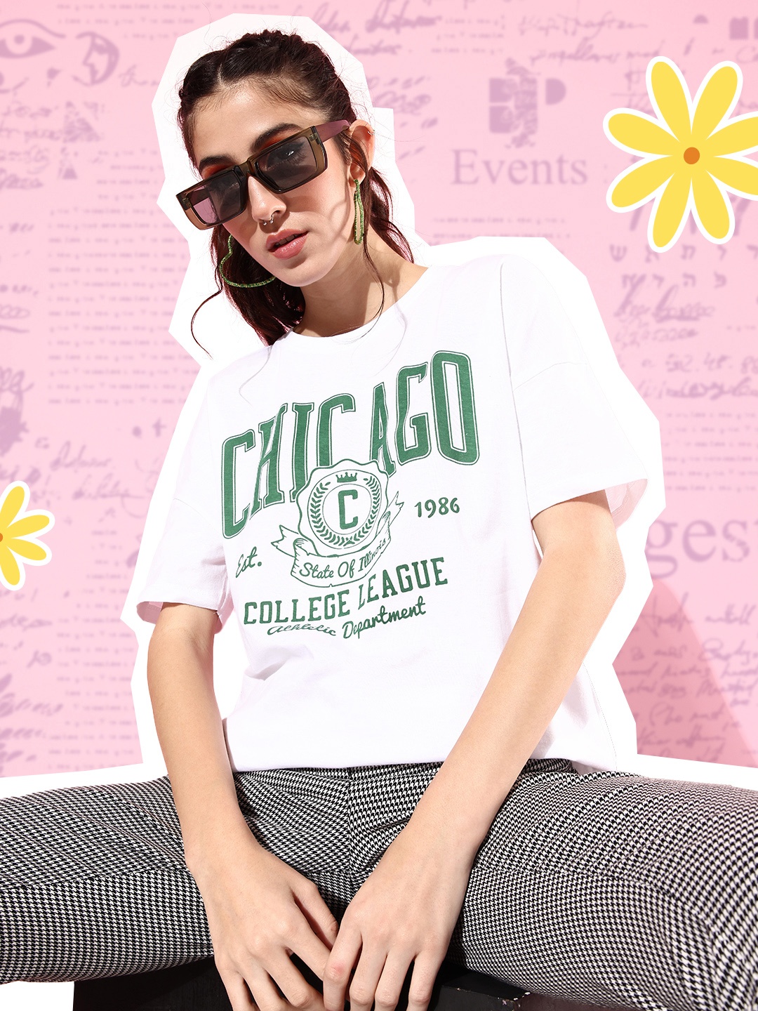 

HERE&NOW Women White Pure Cotton Typography Printed Round Neck T-shirt