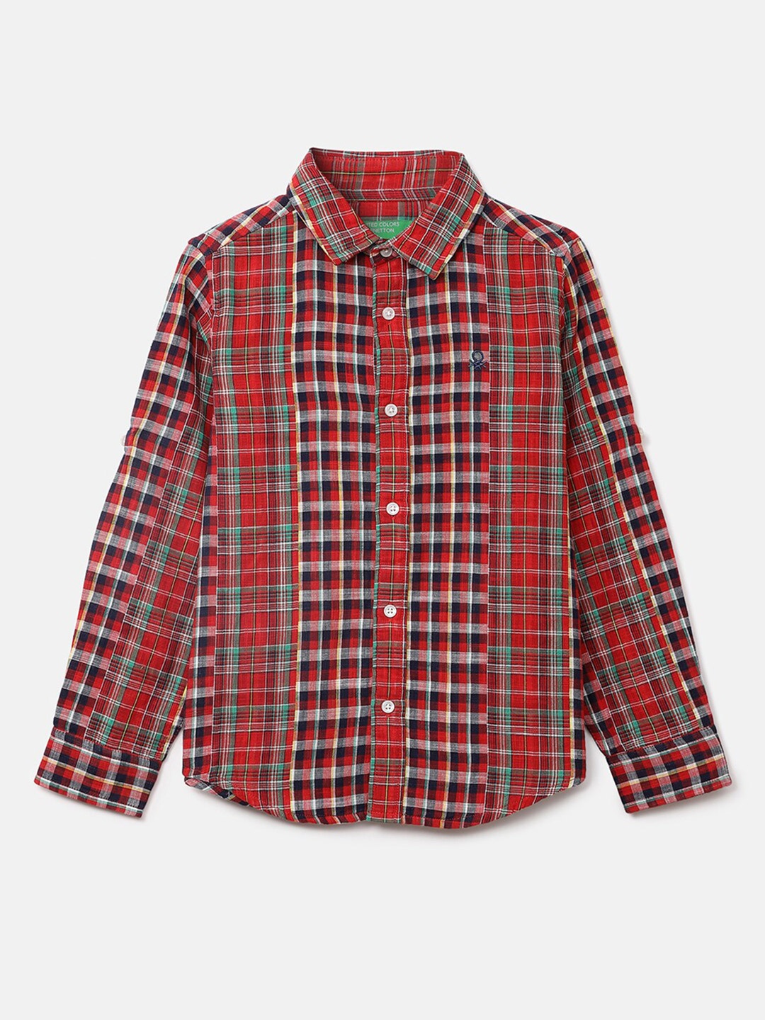 

United Colors of Benetton Boys Red Checked Cotton Casual Shirt