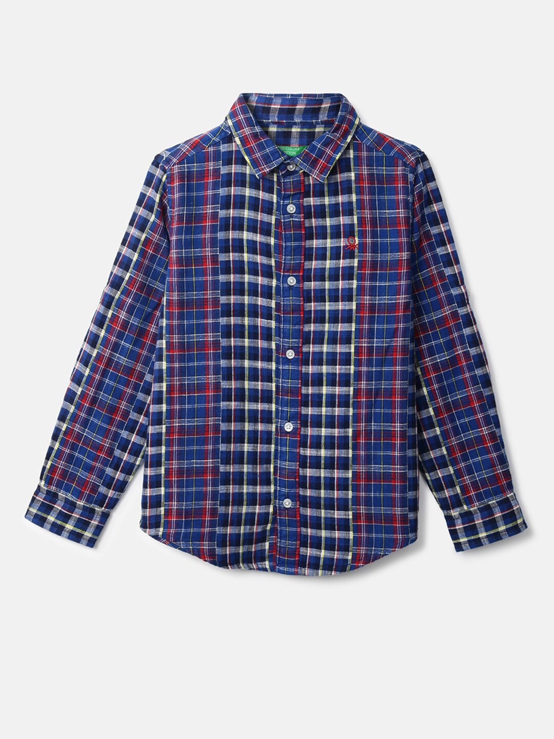 

United Colors of Benetton Boys Blue Checked Cotton Casual Shirt