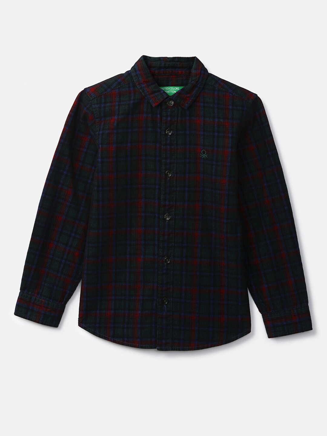 

United Colors of Benetton Boys Green Tartan Checked Cotton Casual Shirt