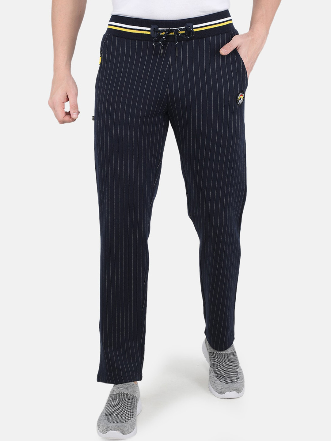 

Monte Carlo Men Men Plus Size Navy Blue Striped Track Pant