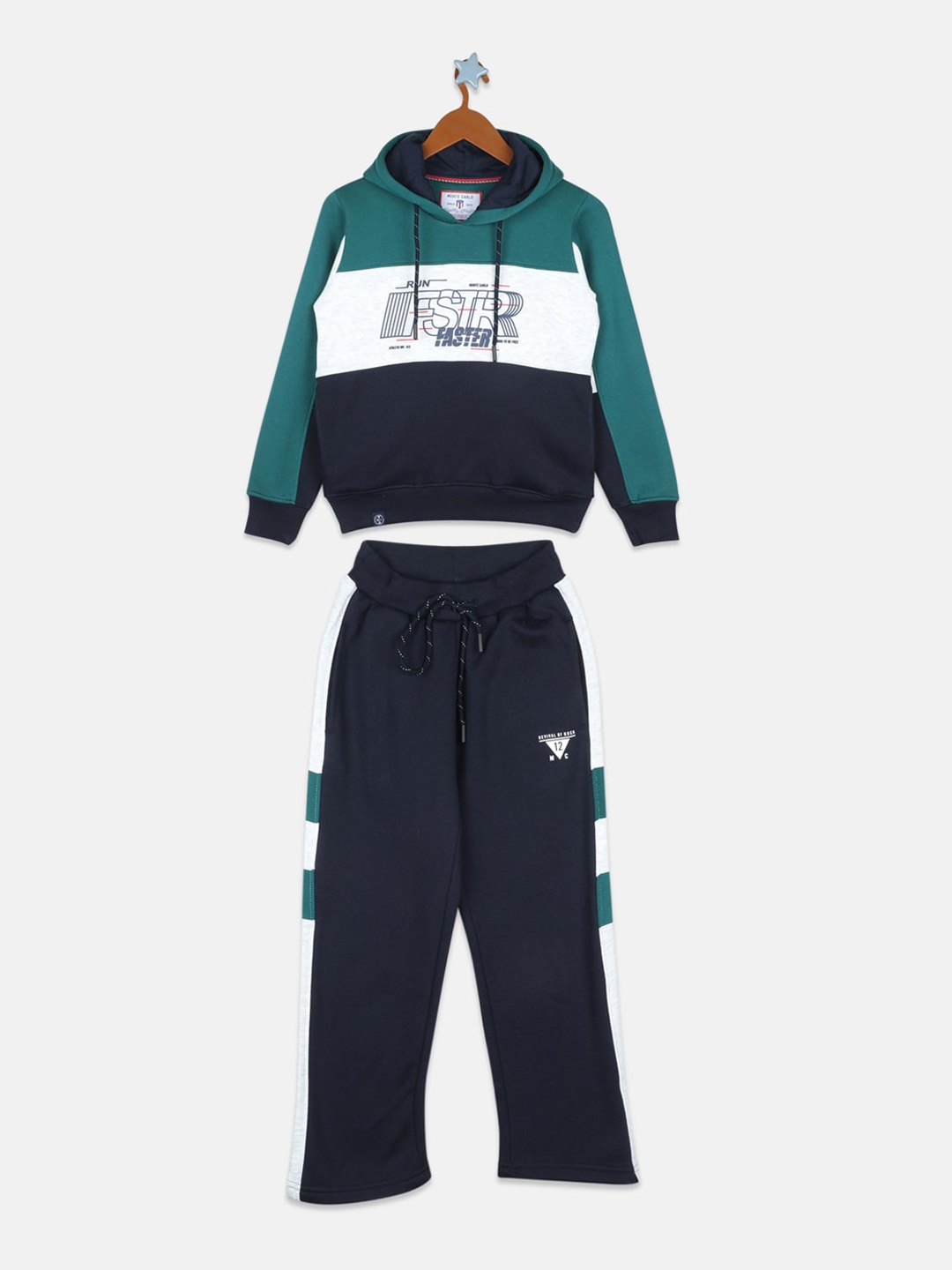 

Monte Carlo Boys Green & Navy blue Colorblocked Tracksuit