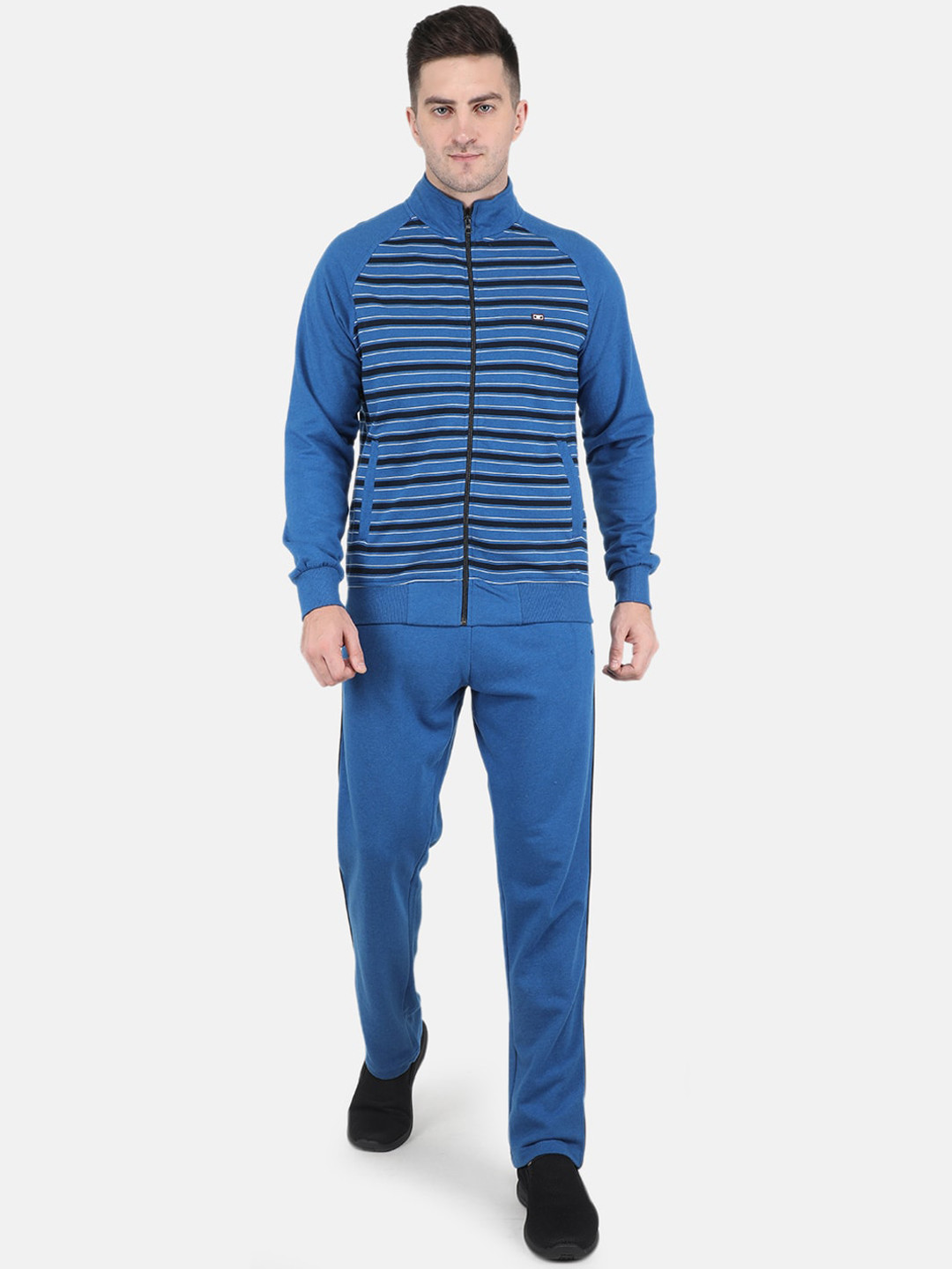 

Monte Carlo Men Plus Size Blue Striped Tracksuit
