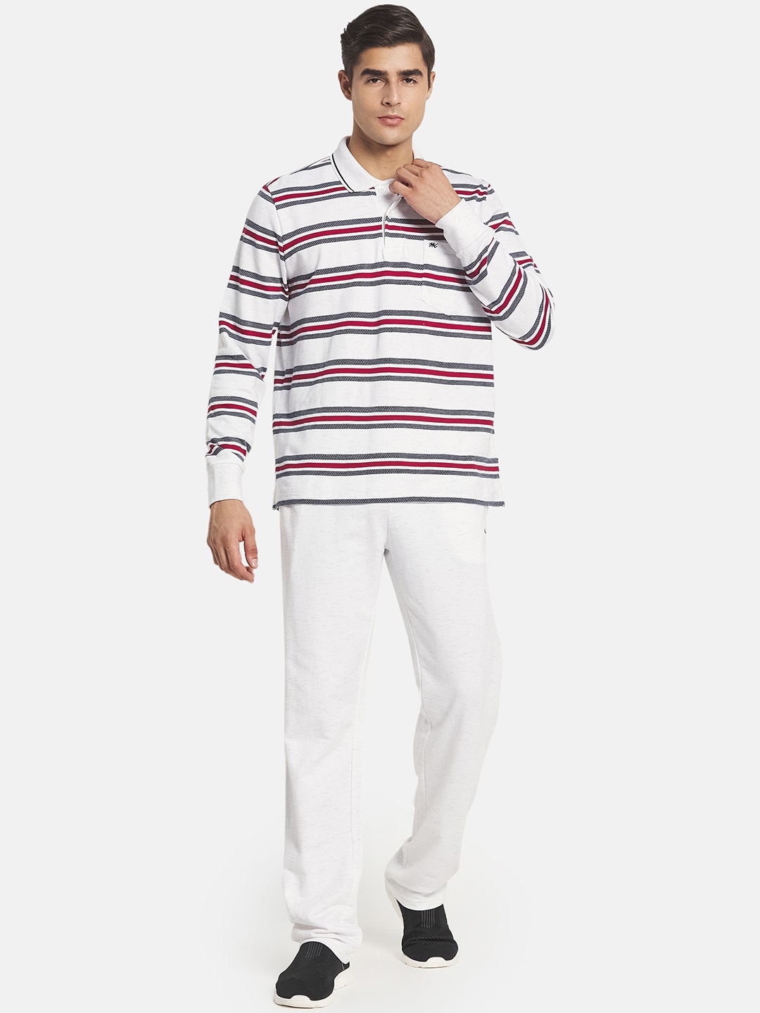 

Monte Carlo Men Plus Size White Striped Tracksuit