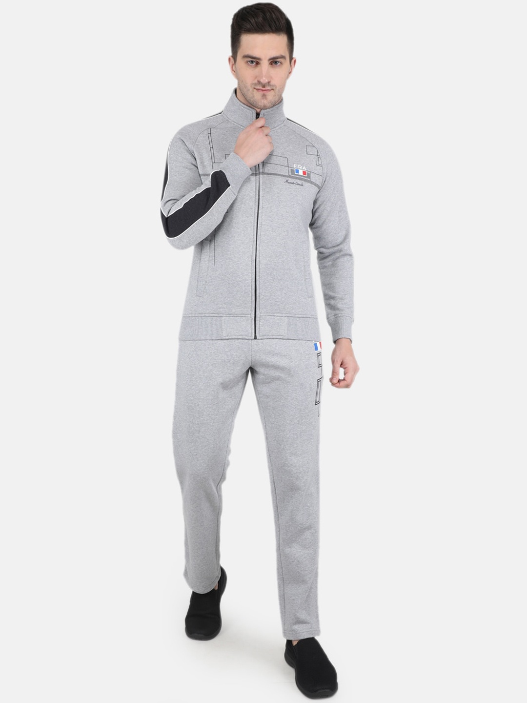 

Monte Carlo Men Plus Size Grey Solid Tracksuit