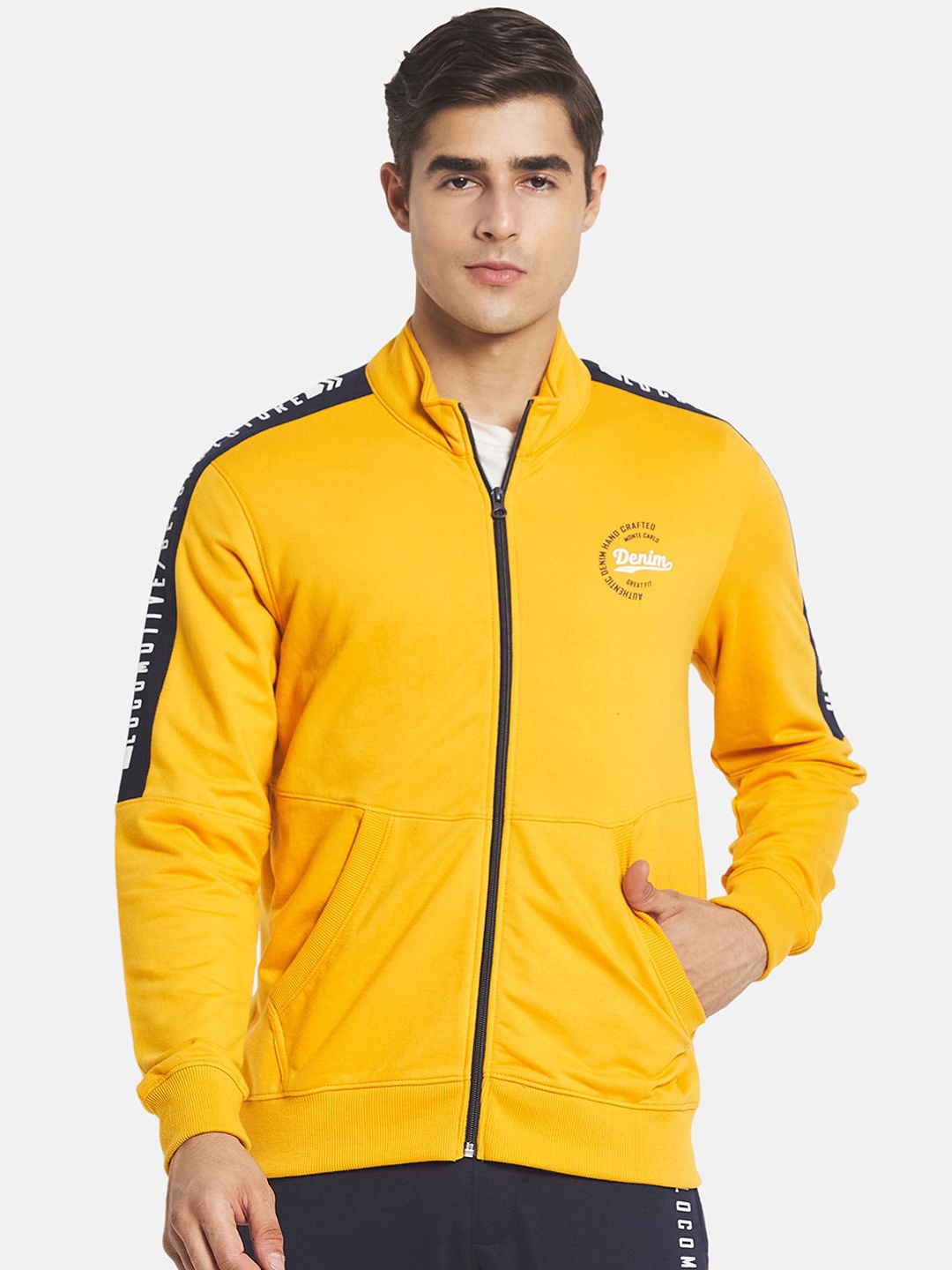 

Monte Carlo Men Plus Size Yellow Solid Tracksuit