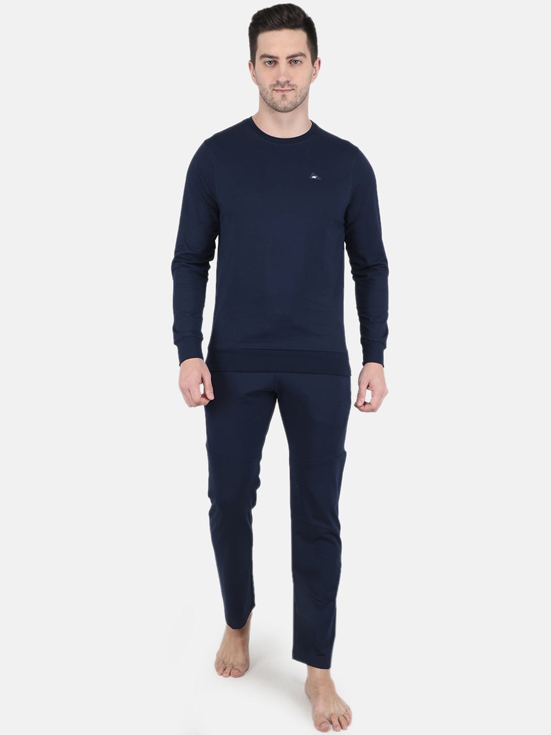 

Monte Carlo Men Plus Size Navy Blue Solid Tracksuit