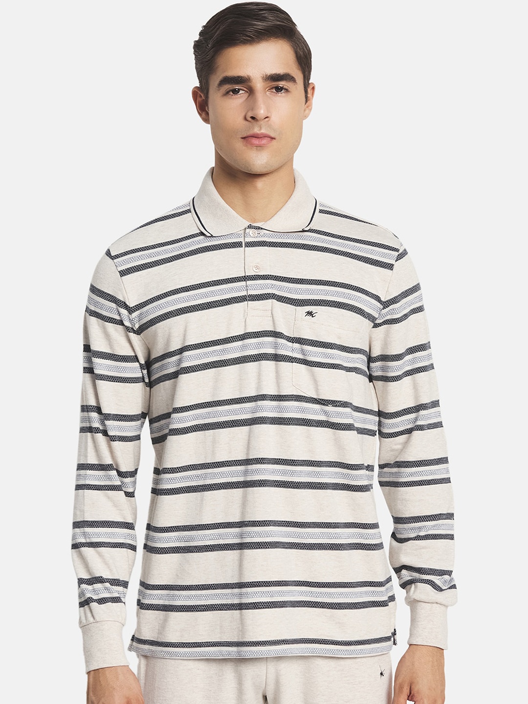 

Monte Carlo Men Plus Size Off White Striped Tracksuit