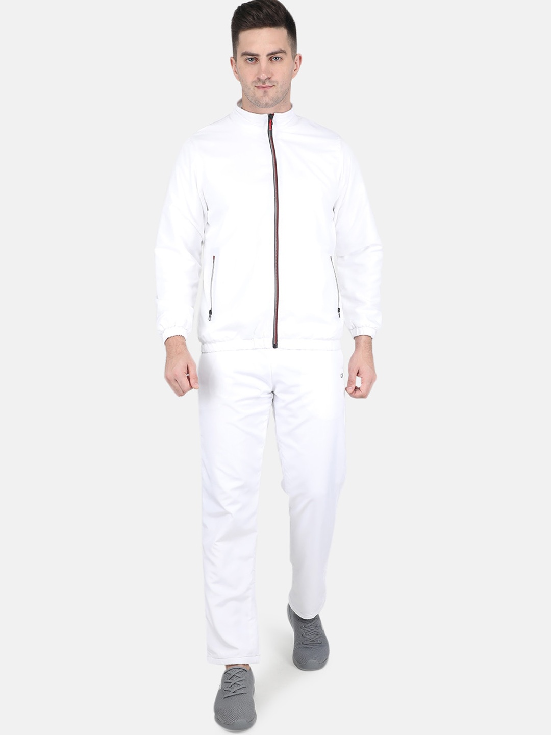 

Monte Carlo Men Plus Size White Solid Tracksuit