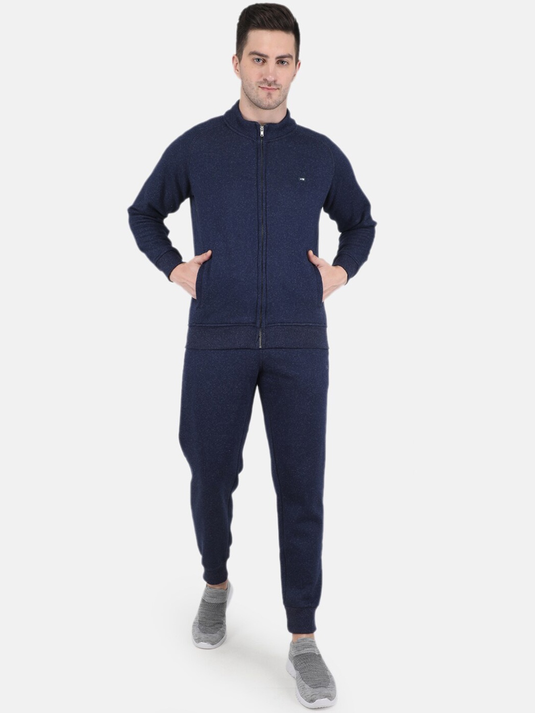 

Monte Carlo Men Plus Size Navy Blue Solid Tracksuit