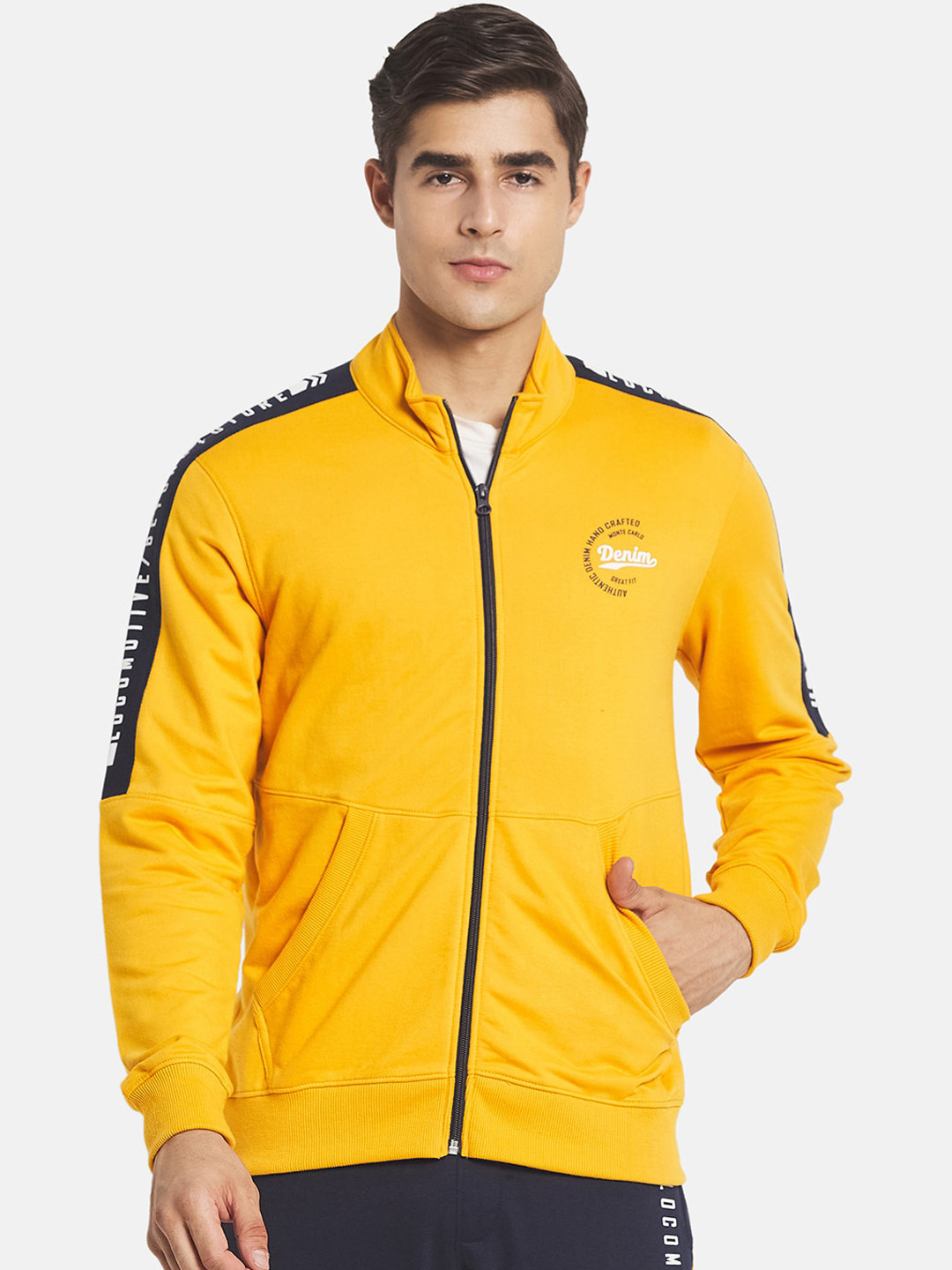 

Monte Carlo Men Yellow & Navy Blue Solid Tracksuits
