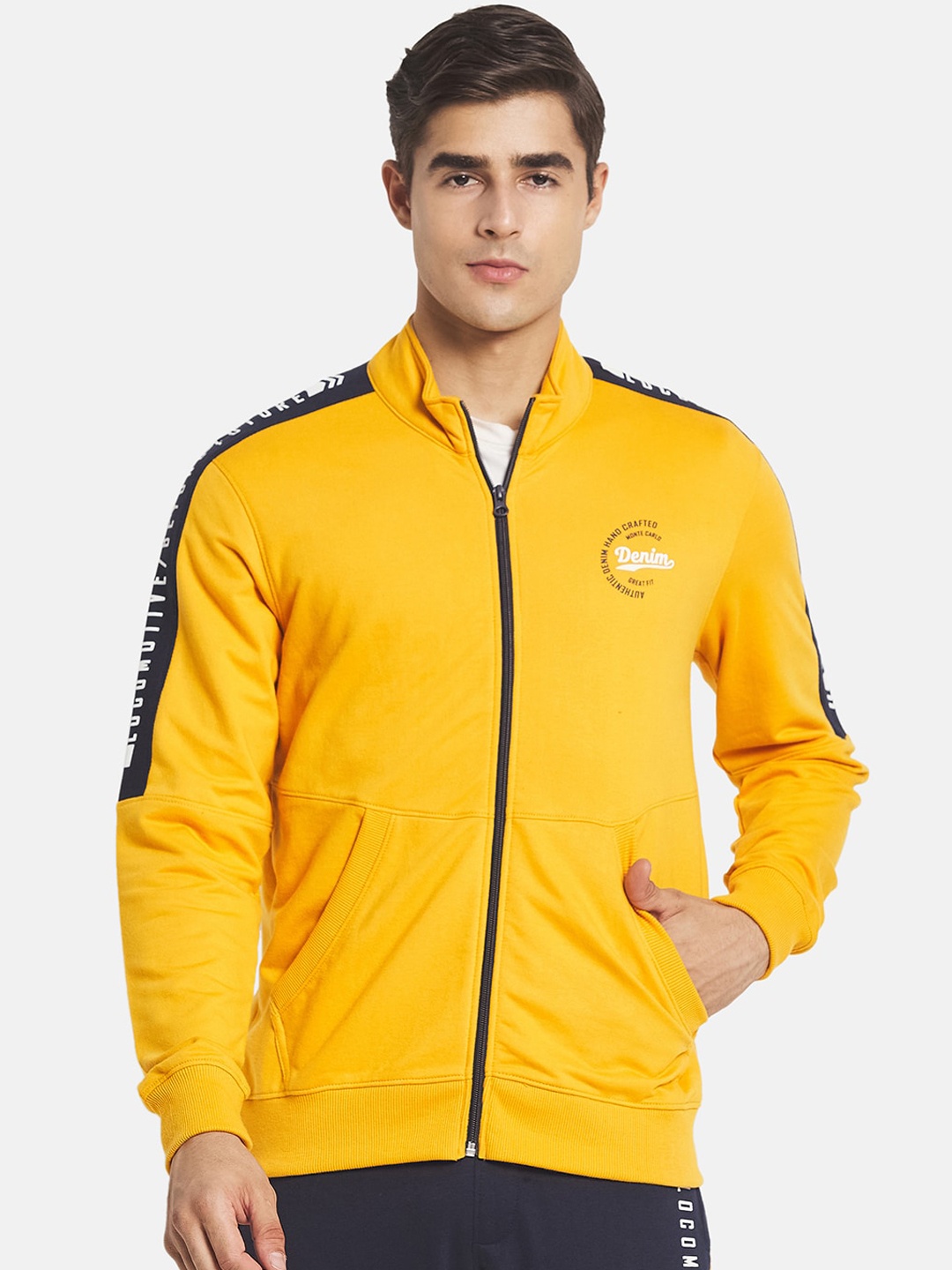

Monte Carlo Men Yellow & Navy Blue Solid Tracksuits