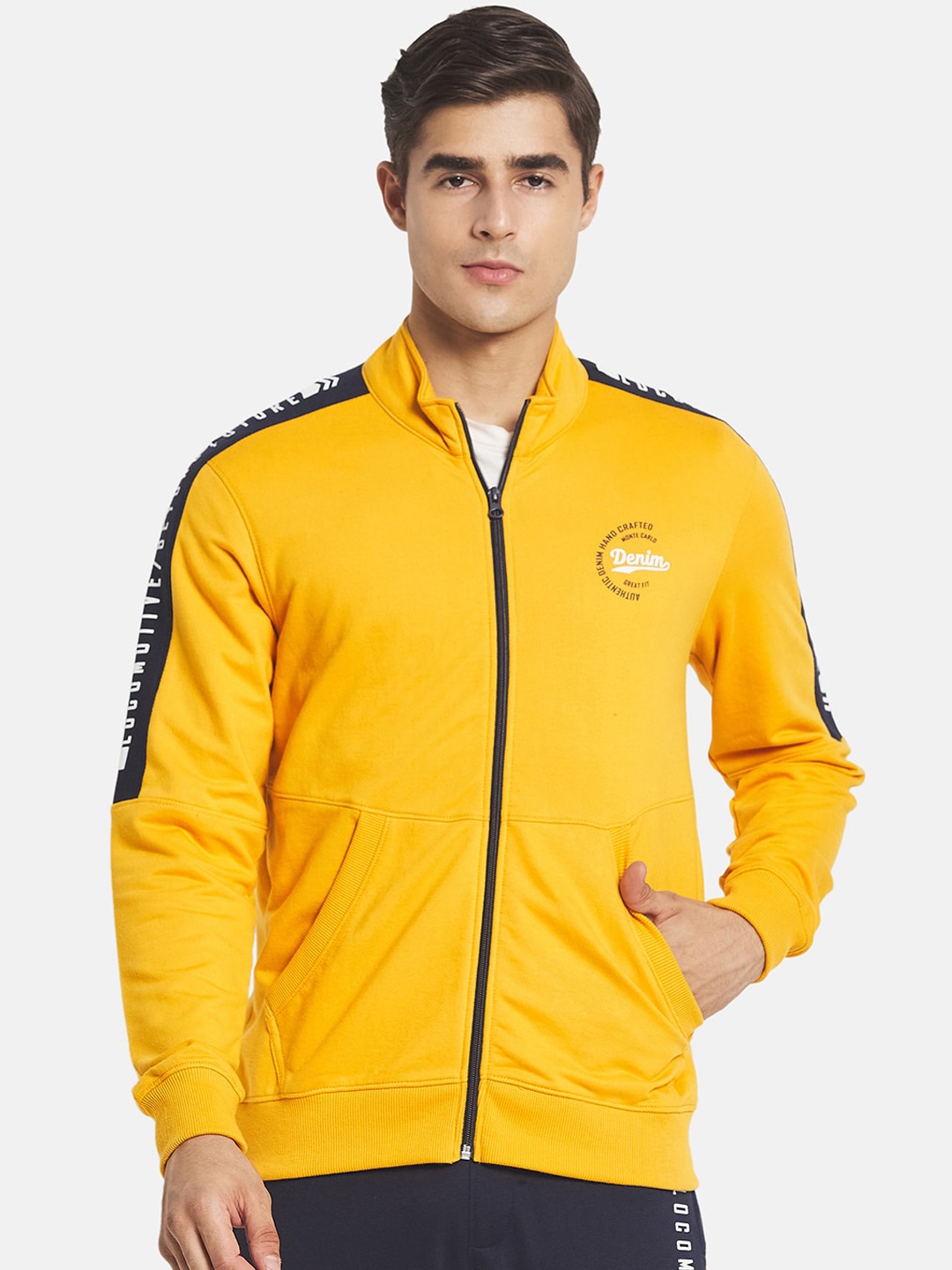 

Monte Carlo Men Yellow & Navy Blue Solid Tracksuits