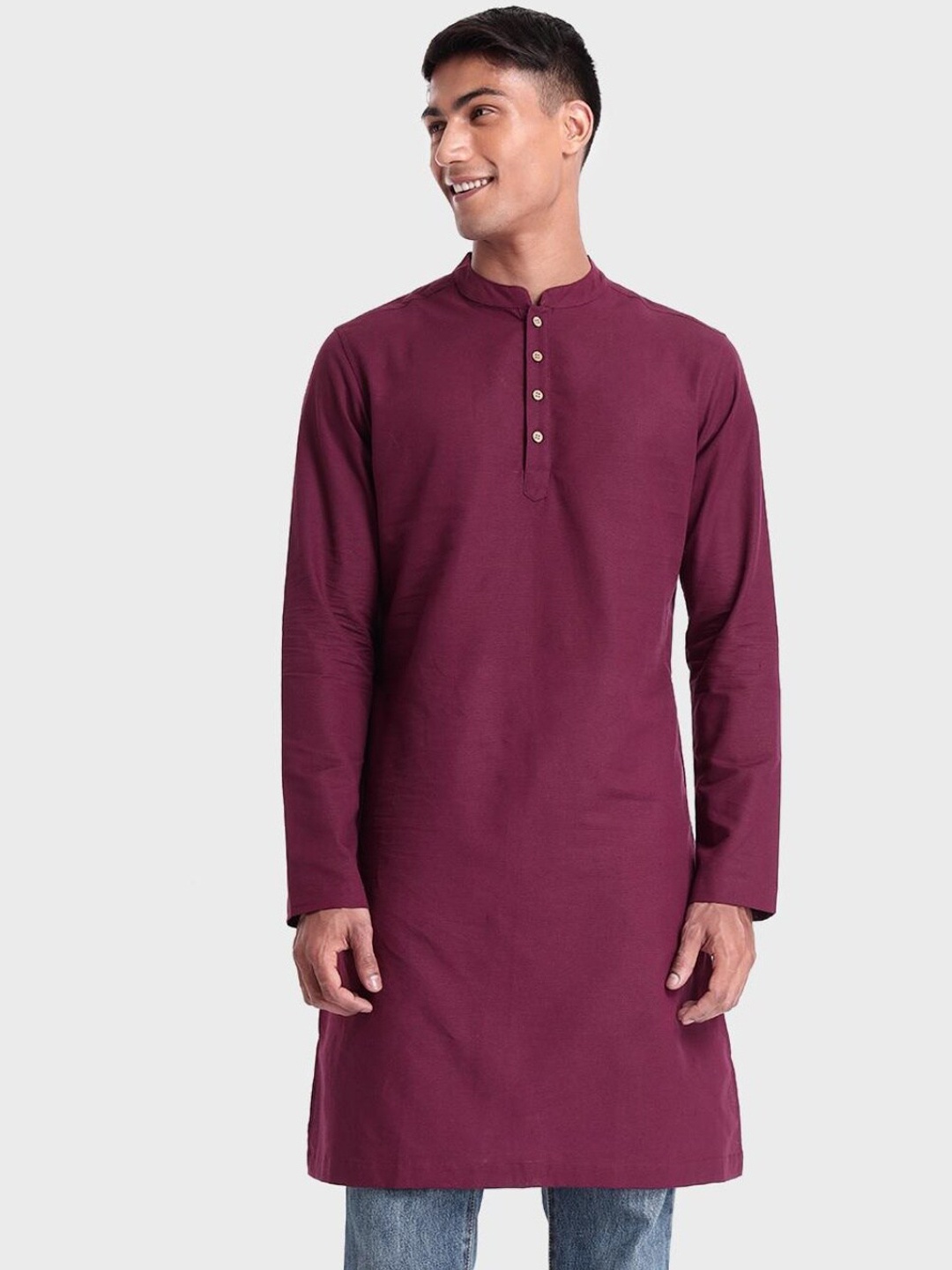 

Bewakoof Plus Men Magenta Kurta