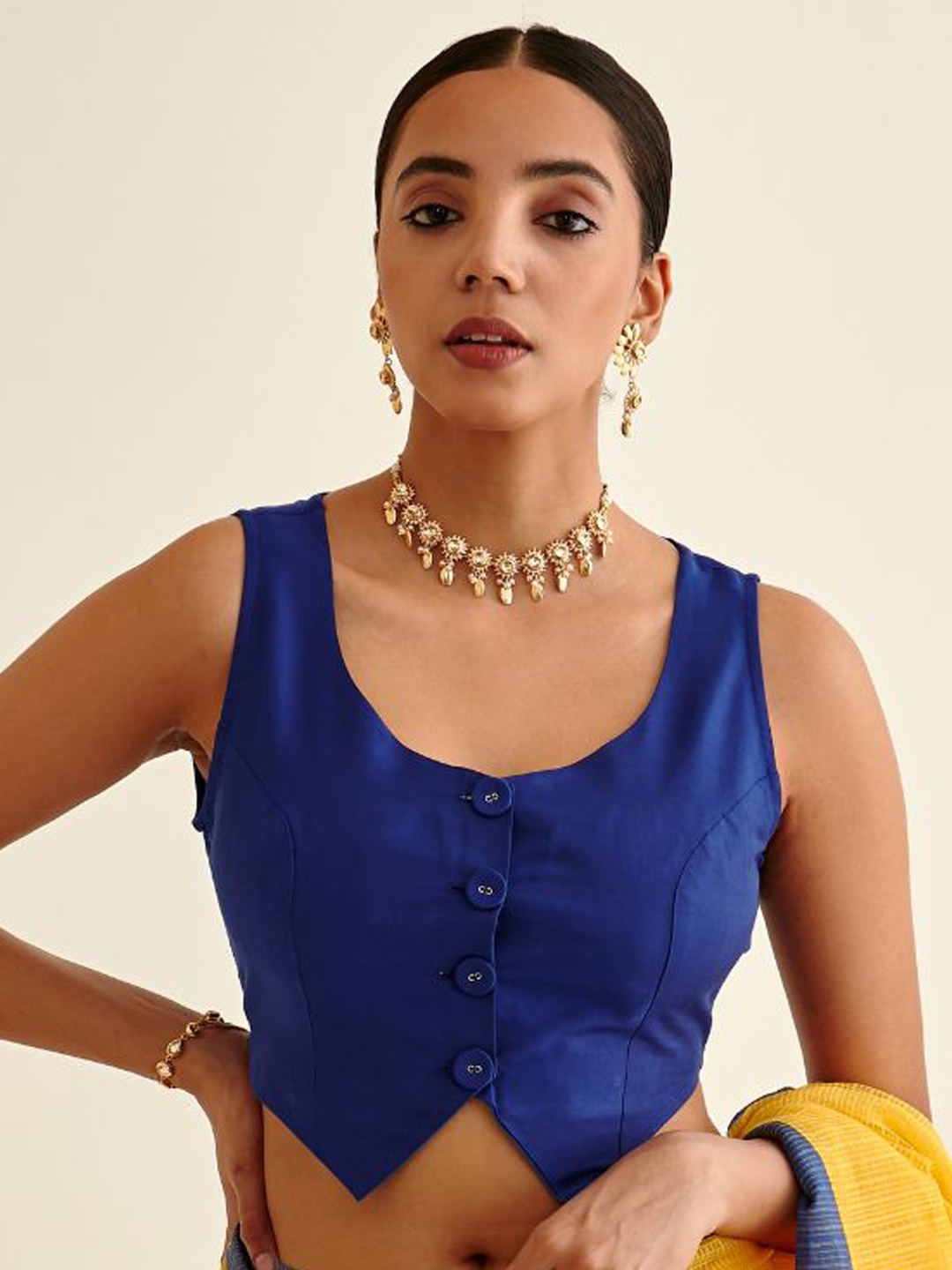 

Abhishti Blue Solid Saree Blouse