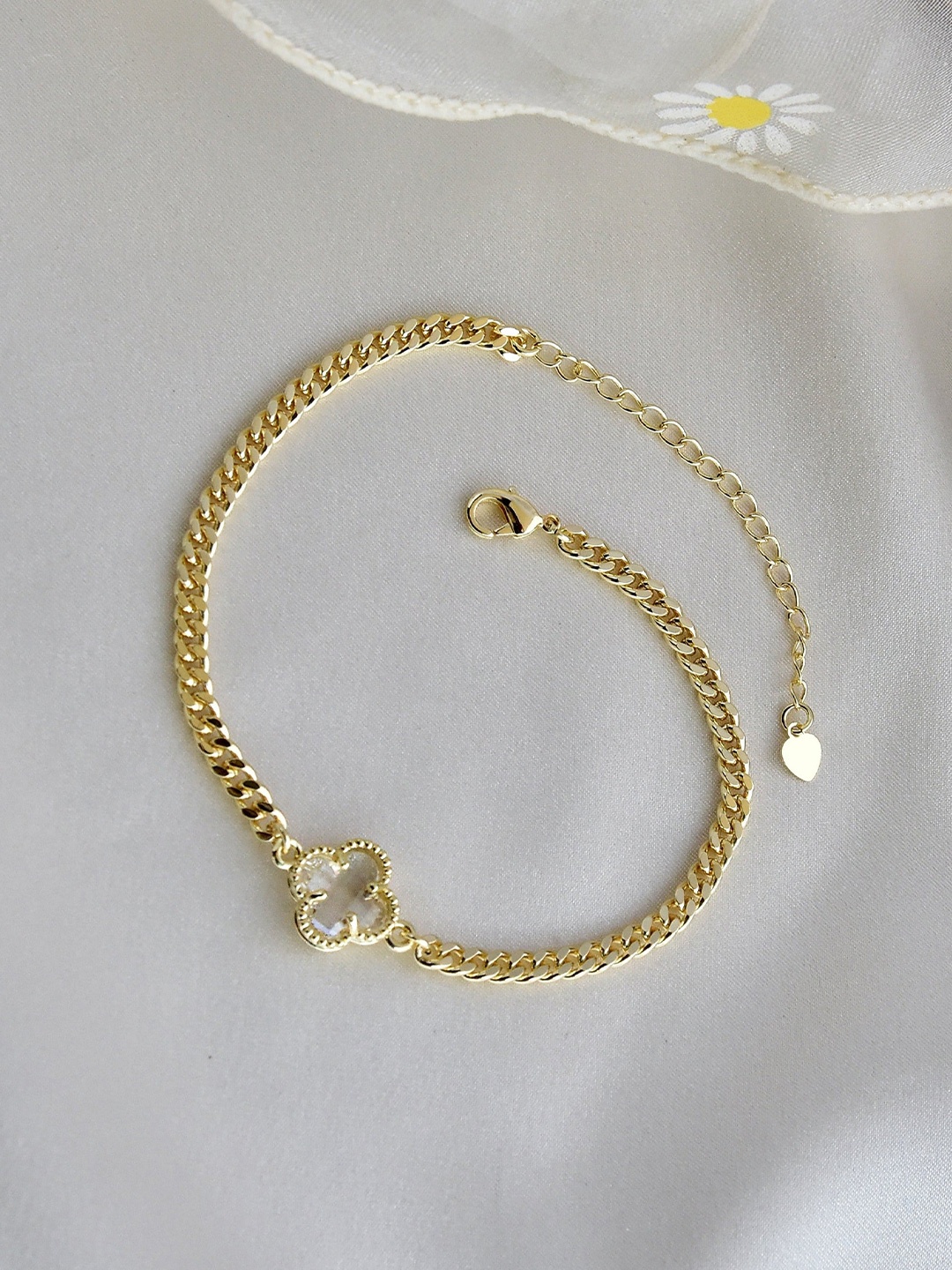 

Klissaa Women White Brass Gold-Plated Charm Bracelet