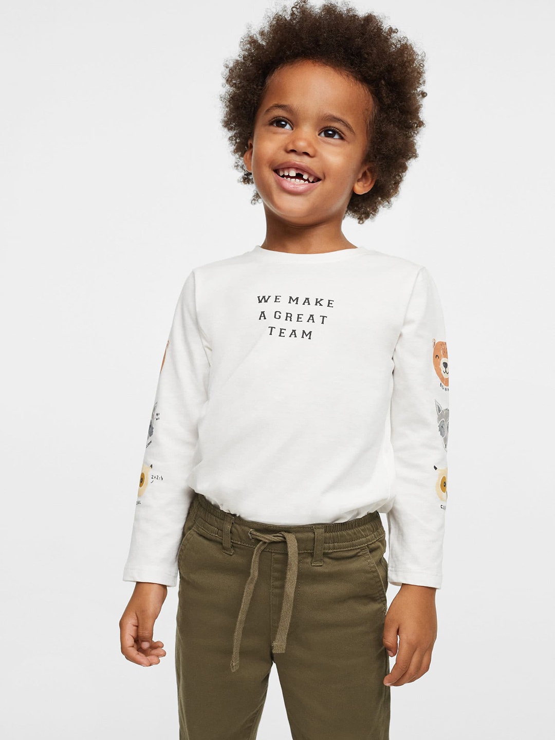 

Mango Kids Boys Olive Green Solid Sustainable Trousers