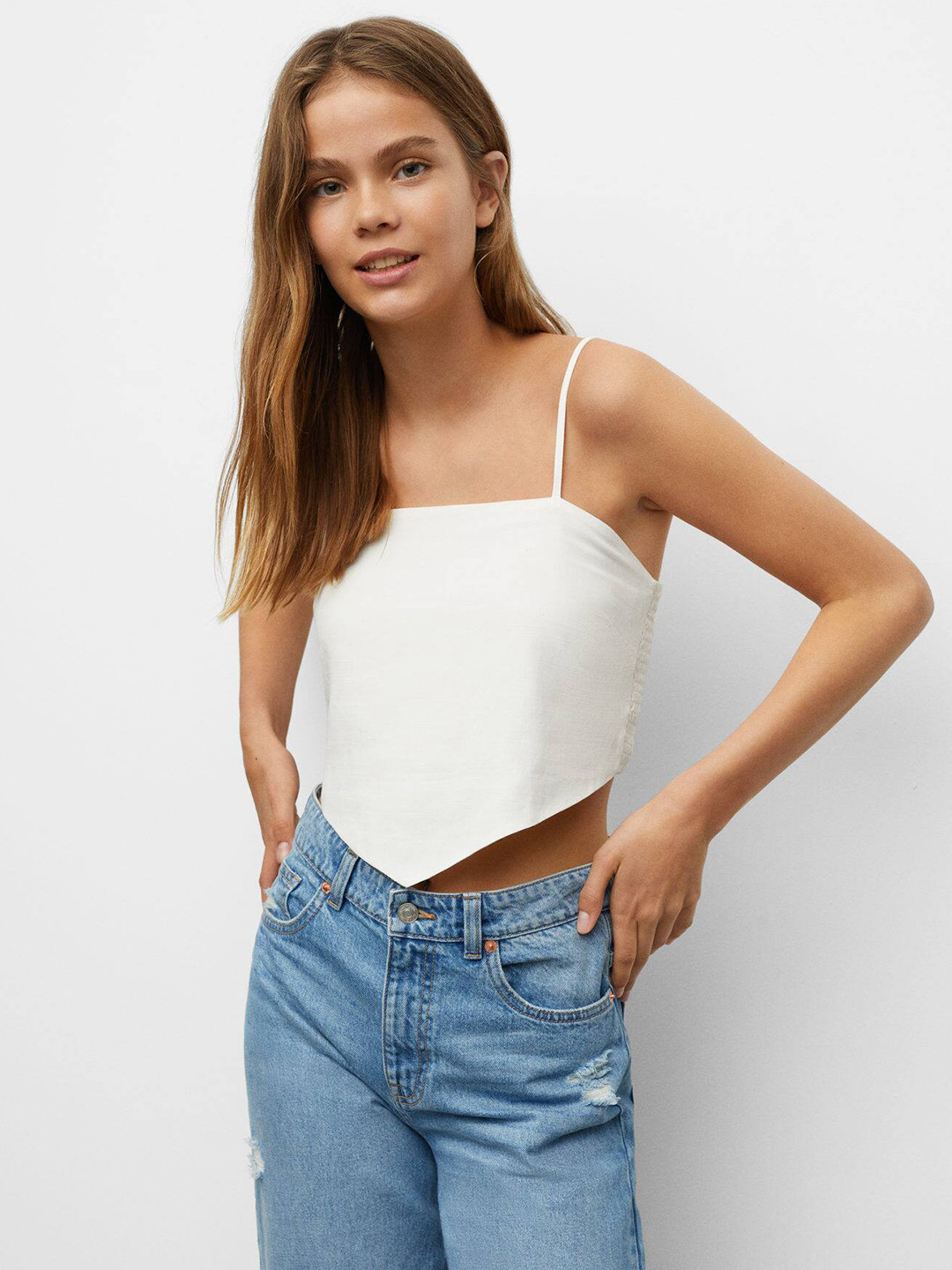 

Mango Kids Girls Off White Solid Smocked Top