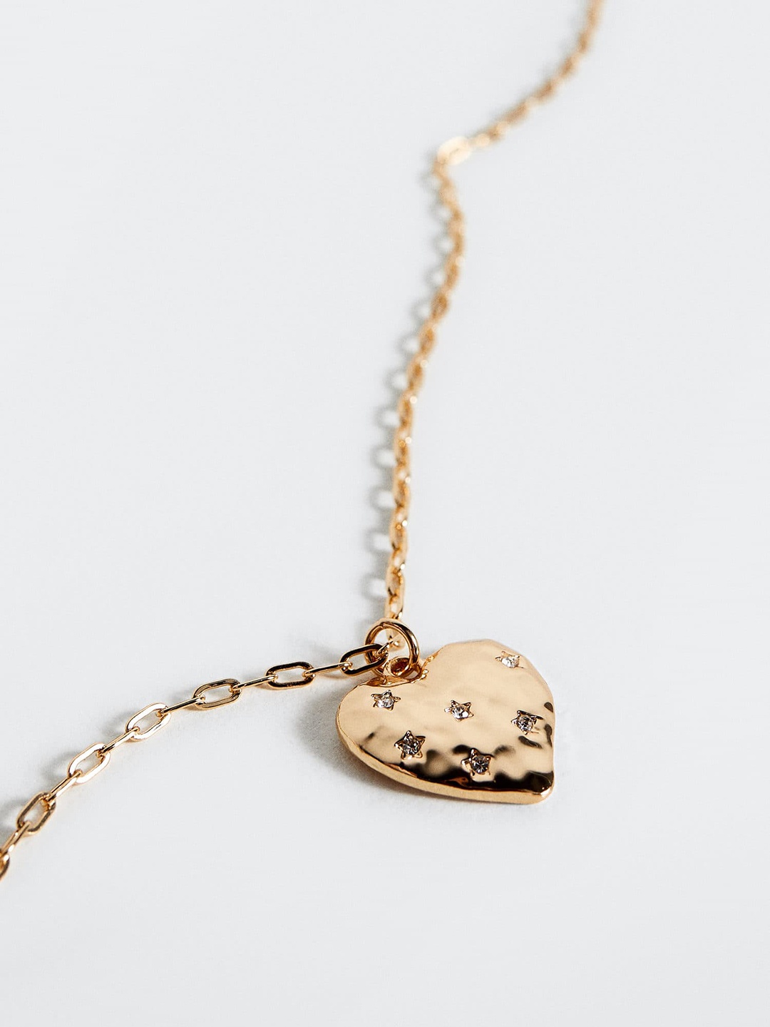 

MANGO Gold-Toned Stone Studded Heart-Shaped Necklace