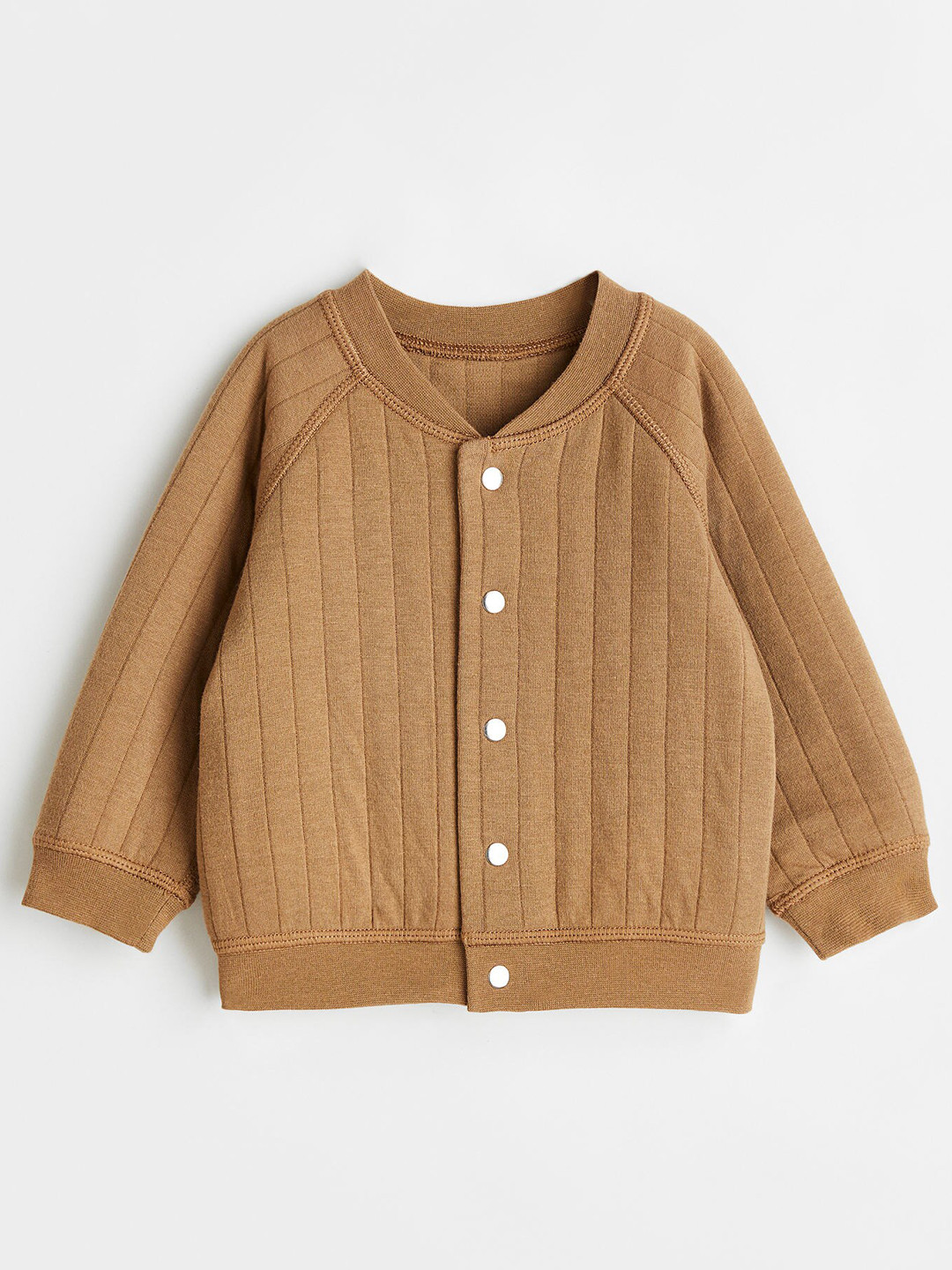 

H&M Boys Beige Striped Quilted Cardigan