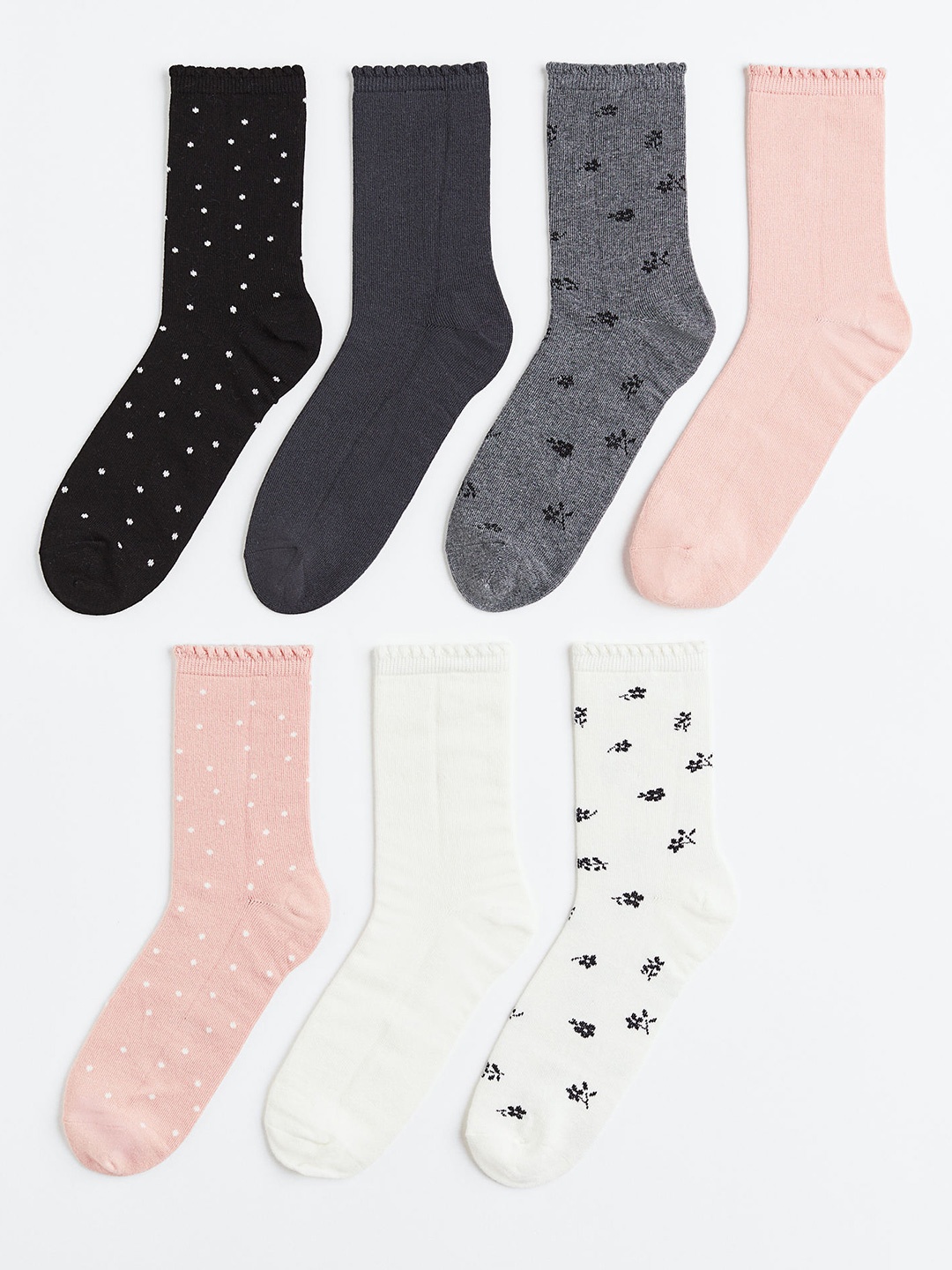 

H&M Girls 7-Pack Black & Grey Socks