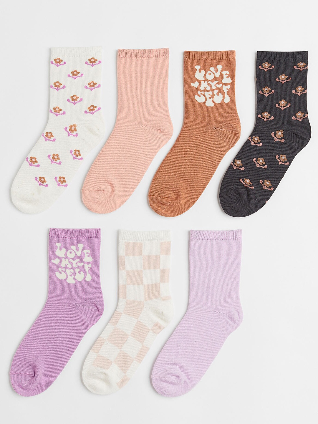 

H&M Girls 7-Pack Beige & Grey Socks