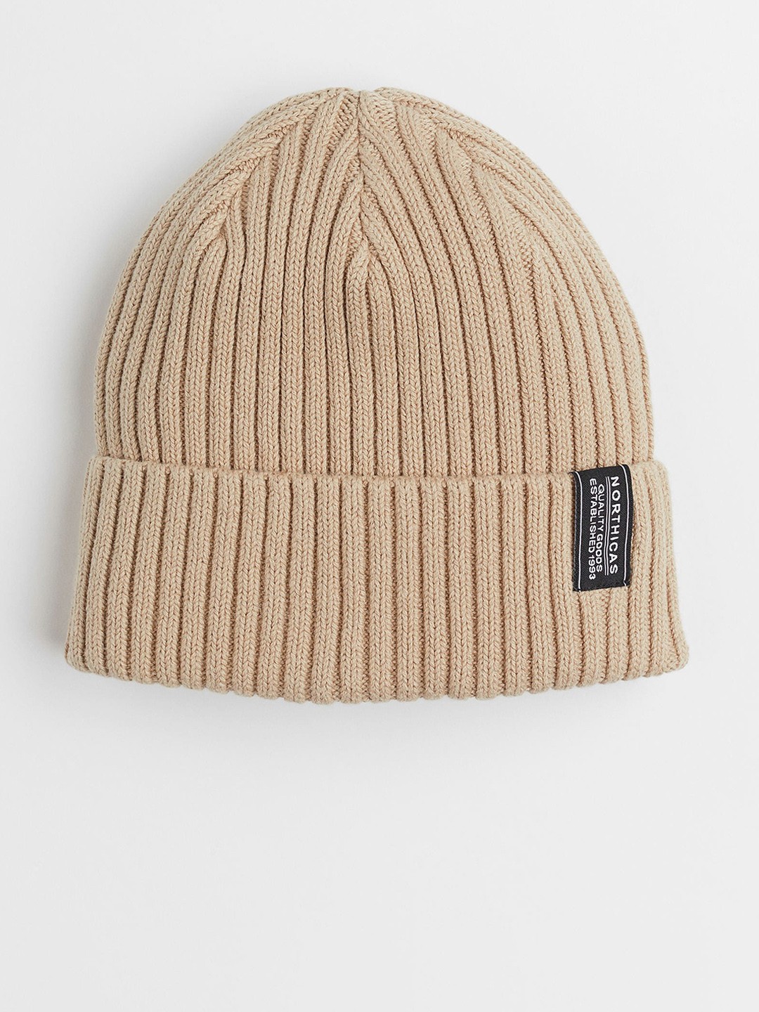 

H&M Men Beige Rib-Knit Hat