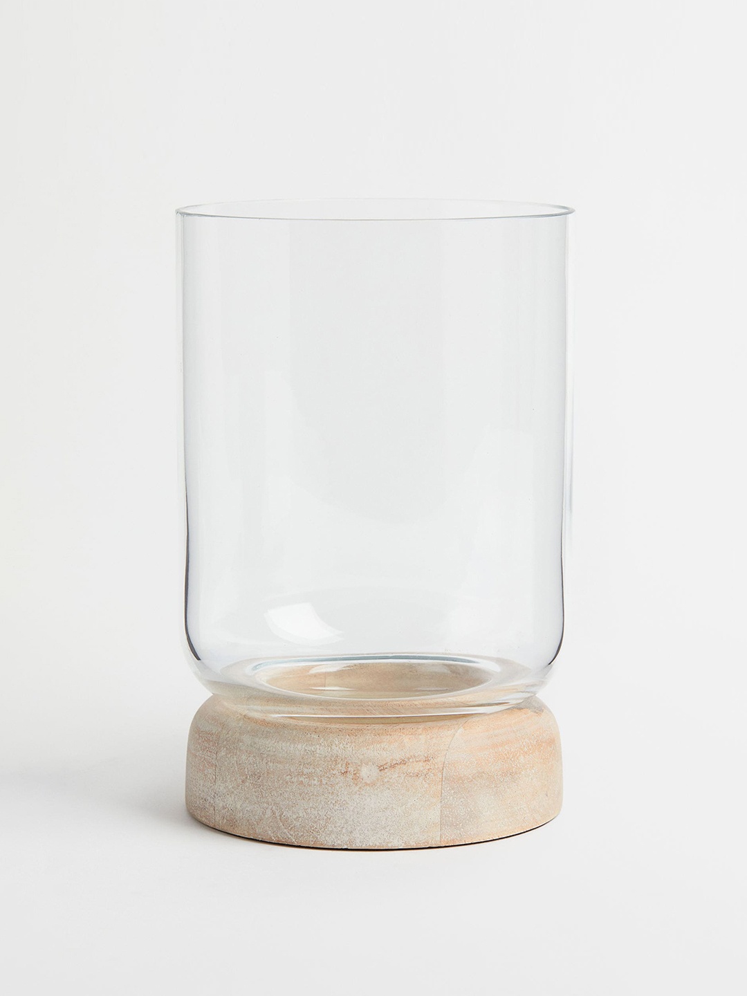 

H&M Beige Wood & Glass Candle Holders