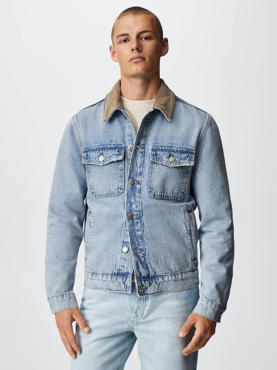 

MANGO MAN Blue Regular Fit Sustainable Pure Cotton Denim Jacket