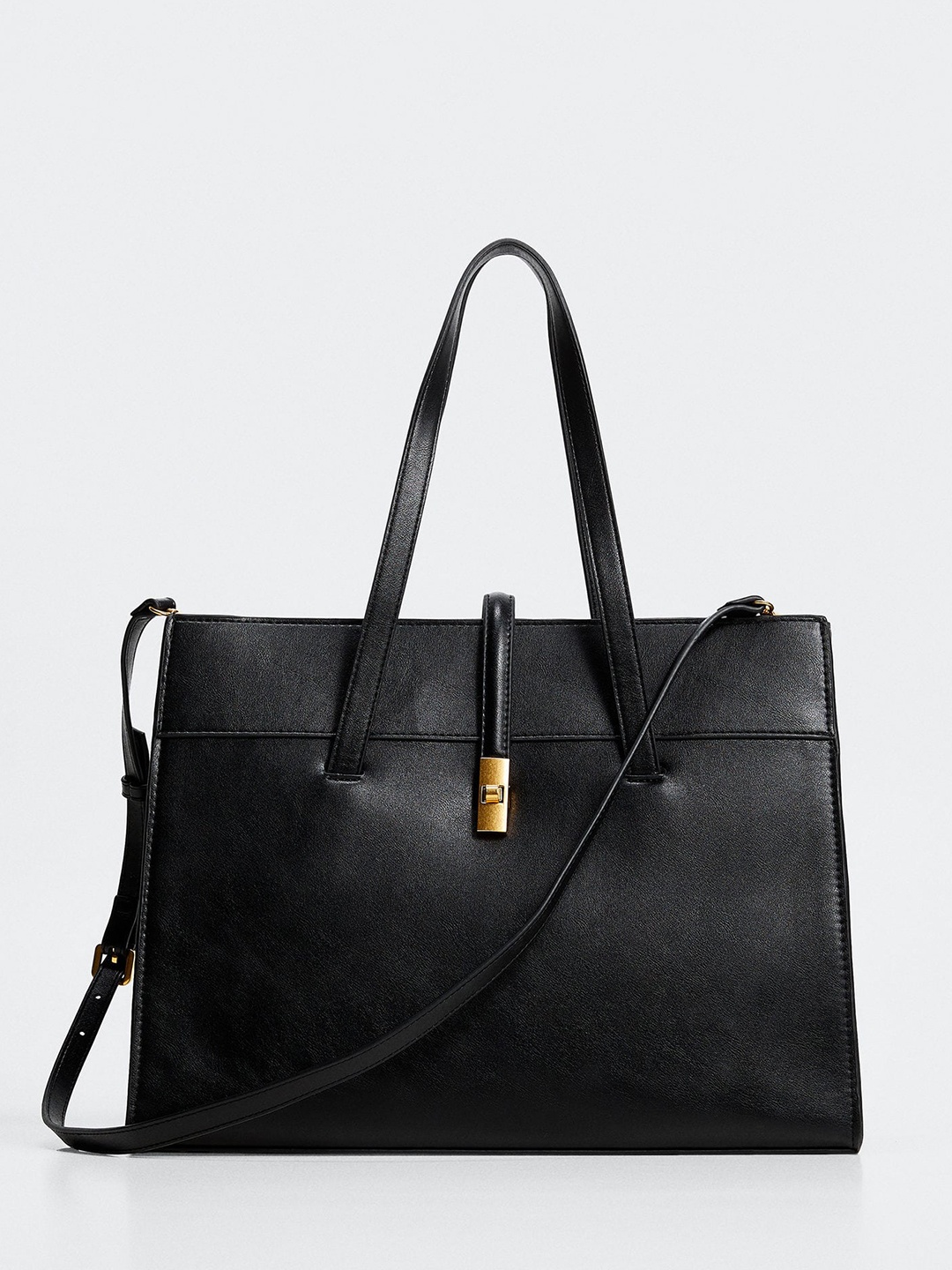 

MANGO Women Black Solid Structured Shoulder Bag