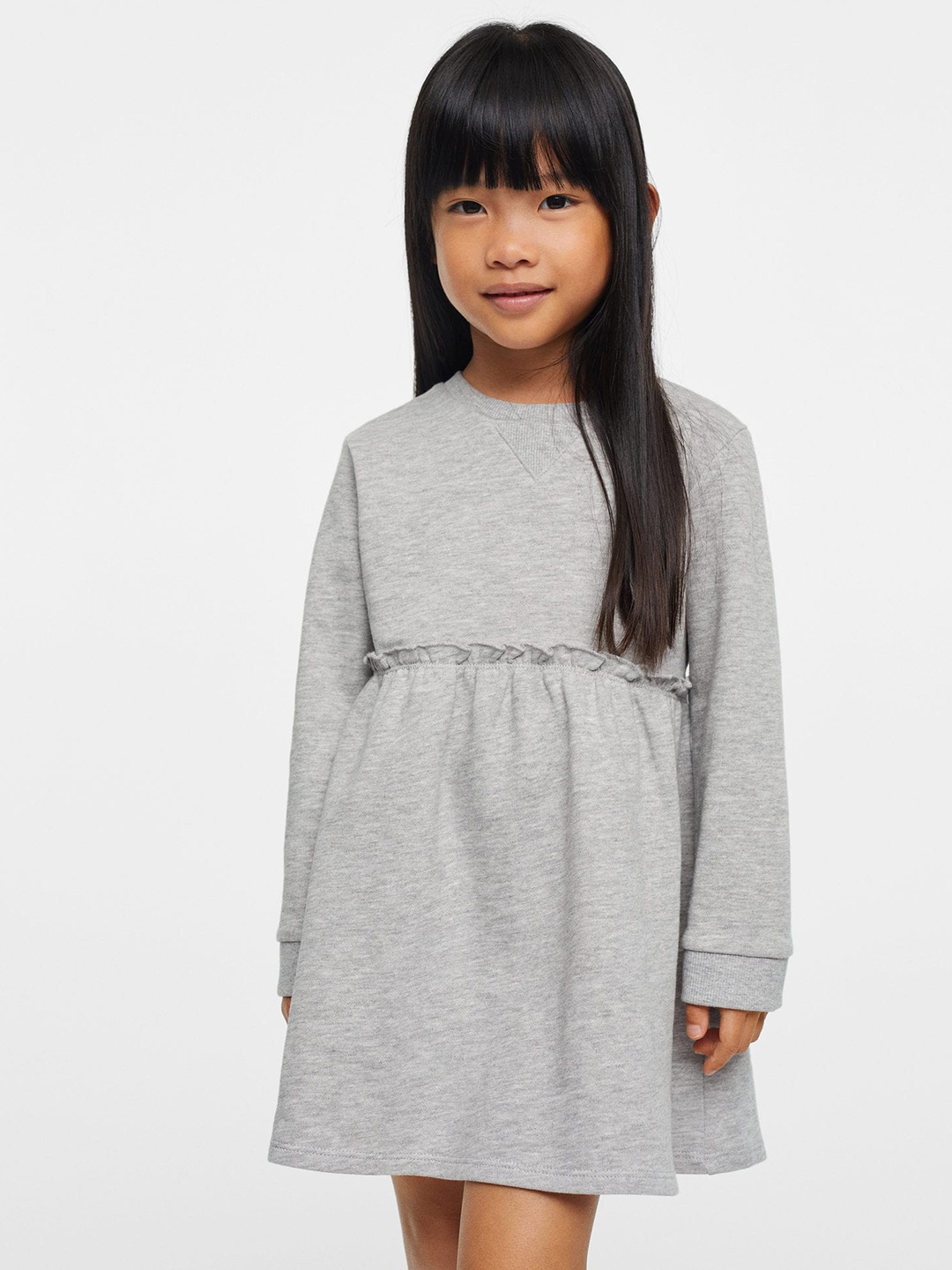 

Mango Kids Girls Grey Solid Sustainable Dress